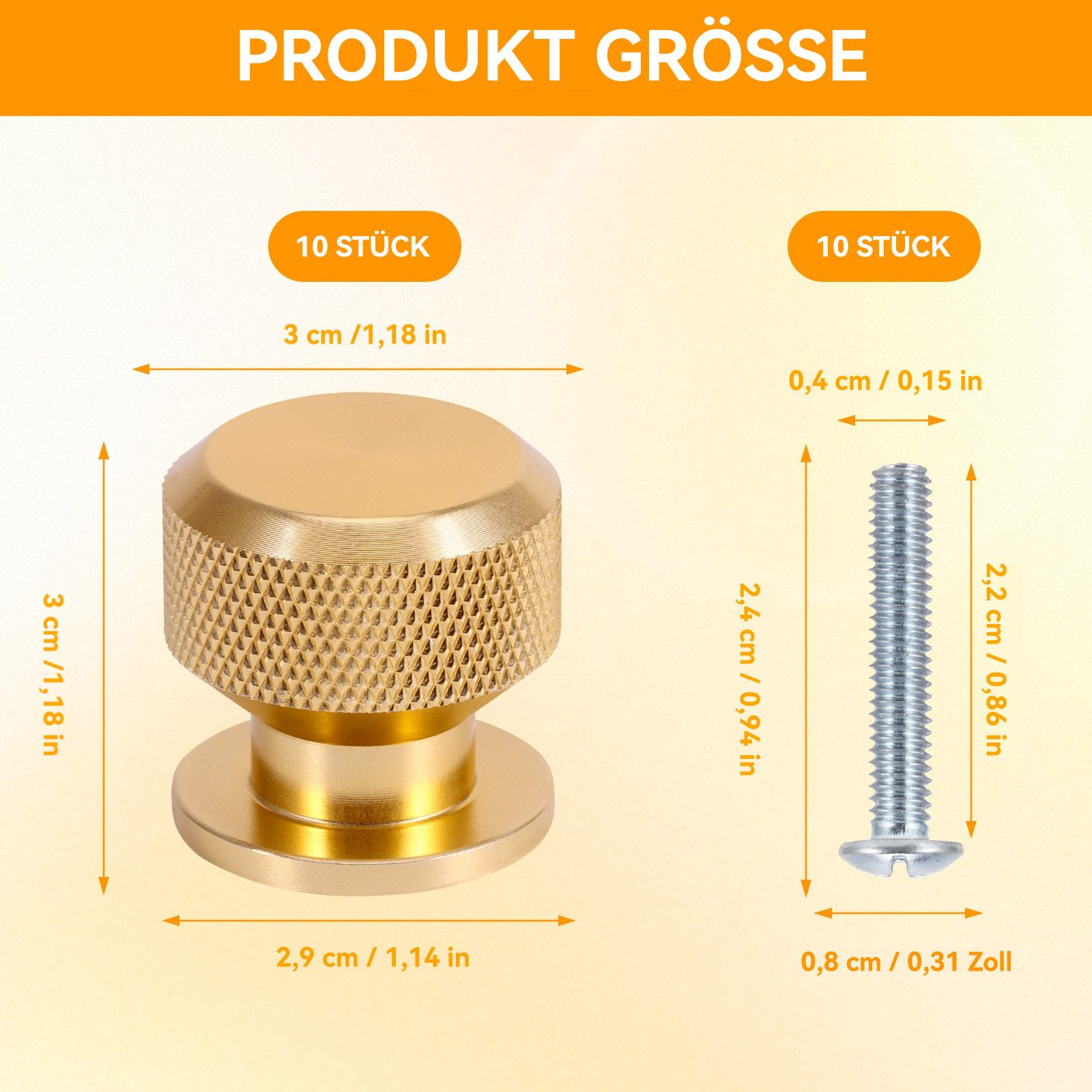 BlingBin Möbelknopf 10 Stück 30mm Aluminiumlegierung Möbelknöpfe Schrankknöpfe (10 Stück, 10-St., Einloch-Design), Gerändelte Schrankgriffe, Vintage Küchengriffe, Kommode Türgriffe