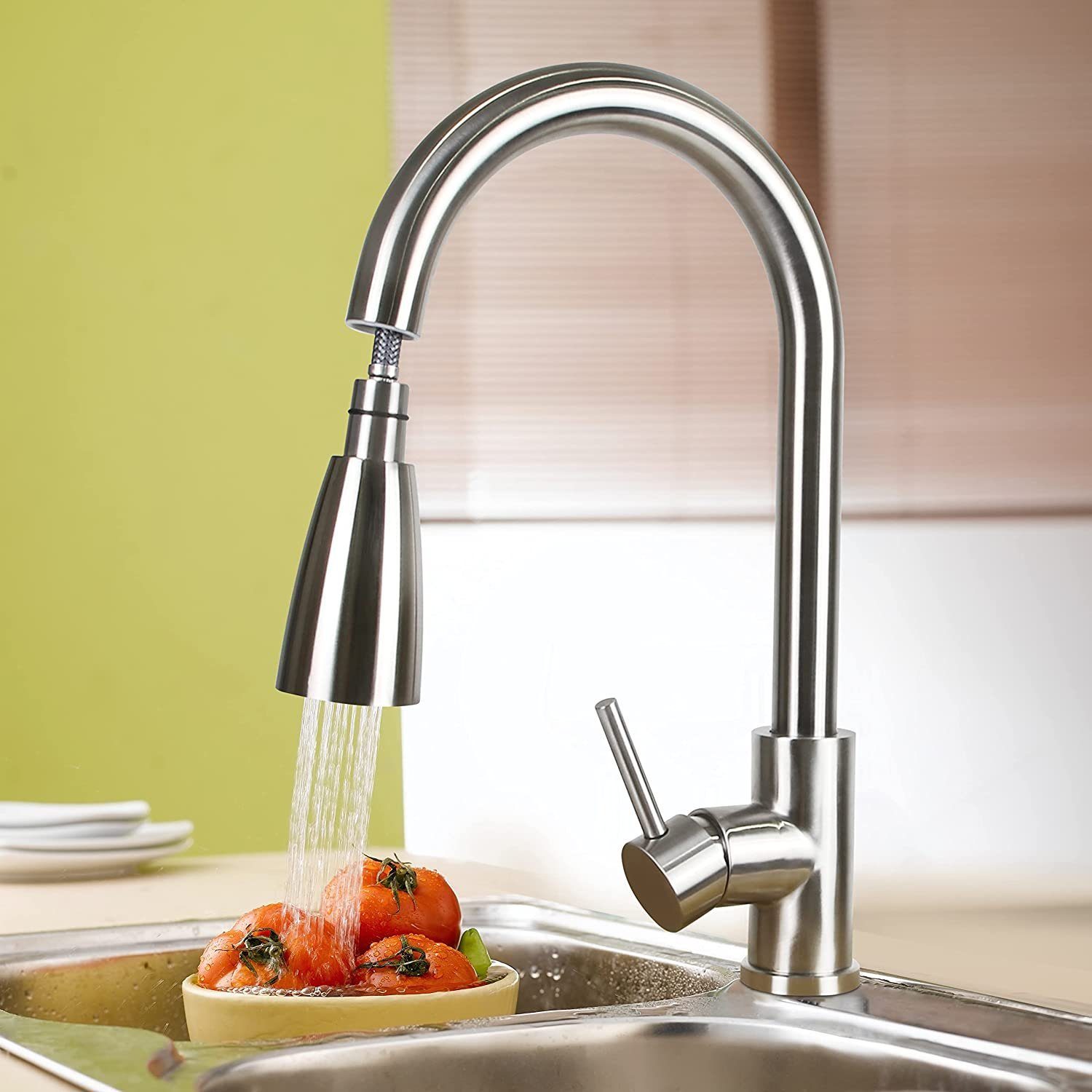 DE Chrom Deck montiert Küchen Bad Armatur Spüle Wasserhahn Spühltischarmatur 
