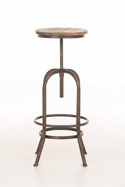 TPFLiving Barhocker Tudor (mit Fußstütze - höhenverstellbar - Hocker für Theke & Küche), 360° drehbar - Gestell: antik bronzefarbenes Metall - Sitzfläche: Holz