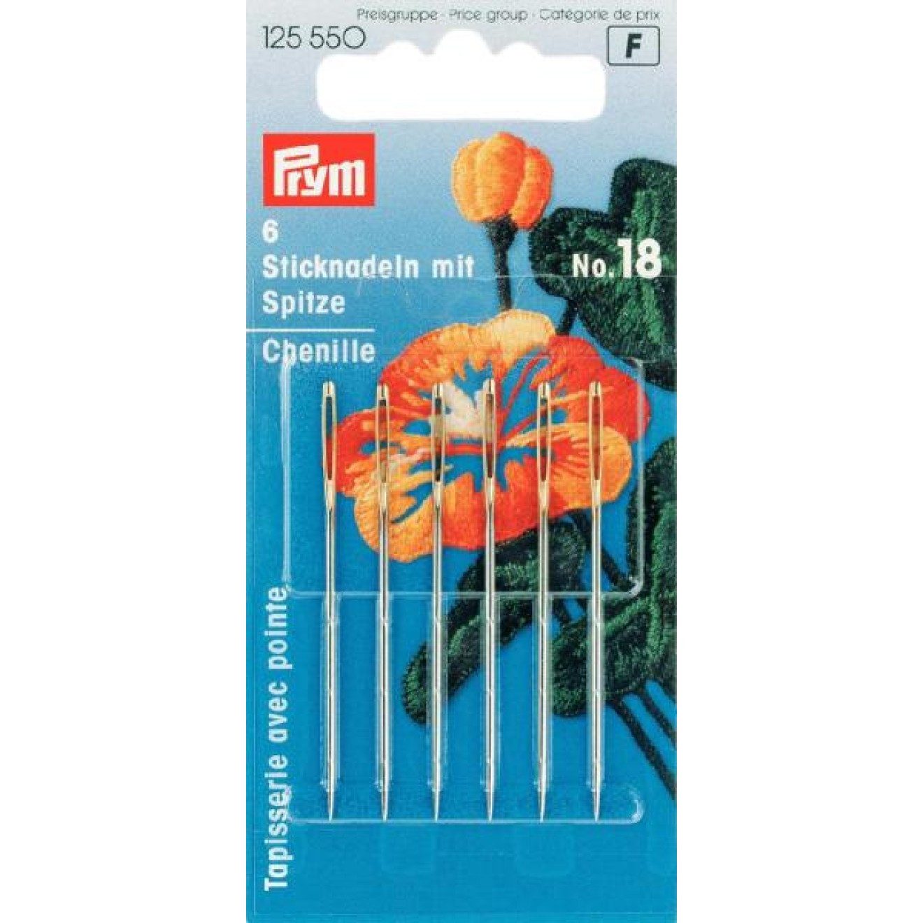 Prym Stricknadeln Sticknadeln mit Spitze ST 18 1,20x50 mm silberfarbig 6 St