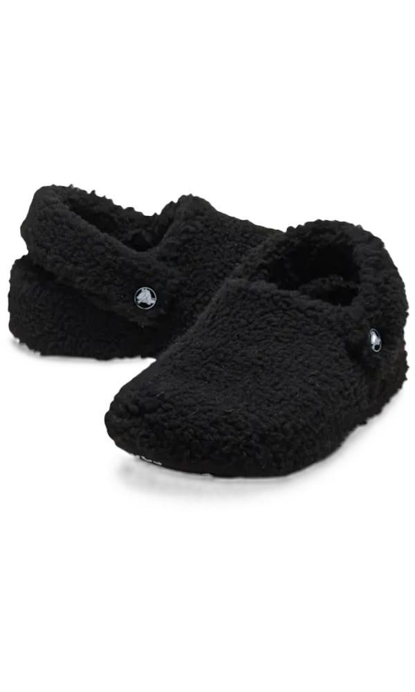 Crocs Classic Cozzzy Slipper (Kunstfell, warm) schwarz Kinder - 1 Paar Hausschuh