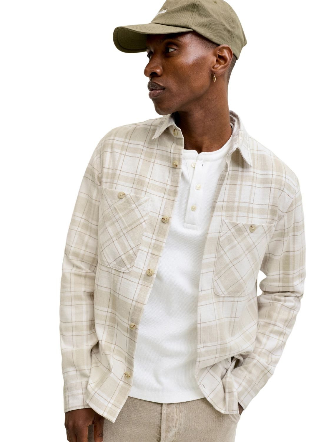 Jack & Jones Langarmhemd JPRBLURAYLE LINEN BL.CHECK LS (1-tlg)