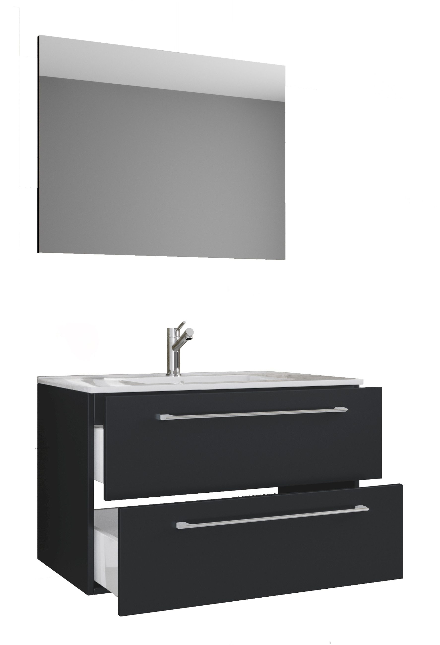 VCM Waschtisch 3 teilig Badmöbel-Set Waschplatz Badinos (Set, 3-St., 1x Unterschrank 1x Waschbecken 1x Spiegel)