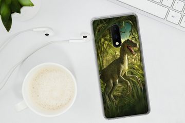 MuchoWow Handyhülle Dinosaurier - Pflanzen - Grün - Illustration - Kinder - Jungen, Phone Case, Handyhülle OnePlus 7, Silikon, Schutzhülle