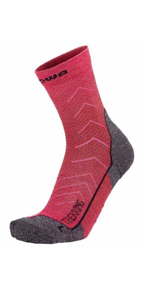 Lowa Wandersocken Crew Trekking (Merinowolle, Wabenstruktur) rot/pink - 1 Paar