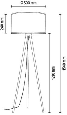 Home affaire Stehlampe Pölsen, ohne Leuchtmittel, Dreibein aus Massivholz, mit Lampenschirm aus Tapete, Made in Europe