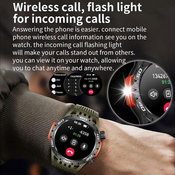 findtime Multifunktionsgerät Smartwatch (1,28 Zoll, Android, iOS), Military Fitnessuhr Telefonfunktion Gesundheitsuhr Blutdruckmessung