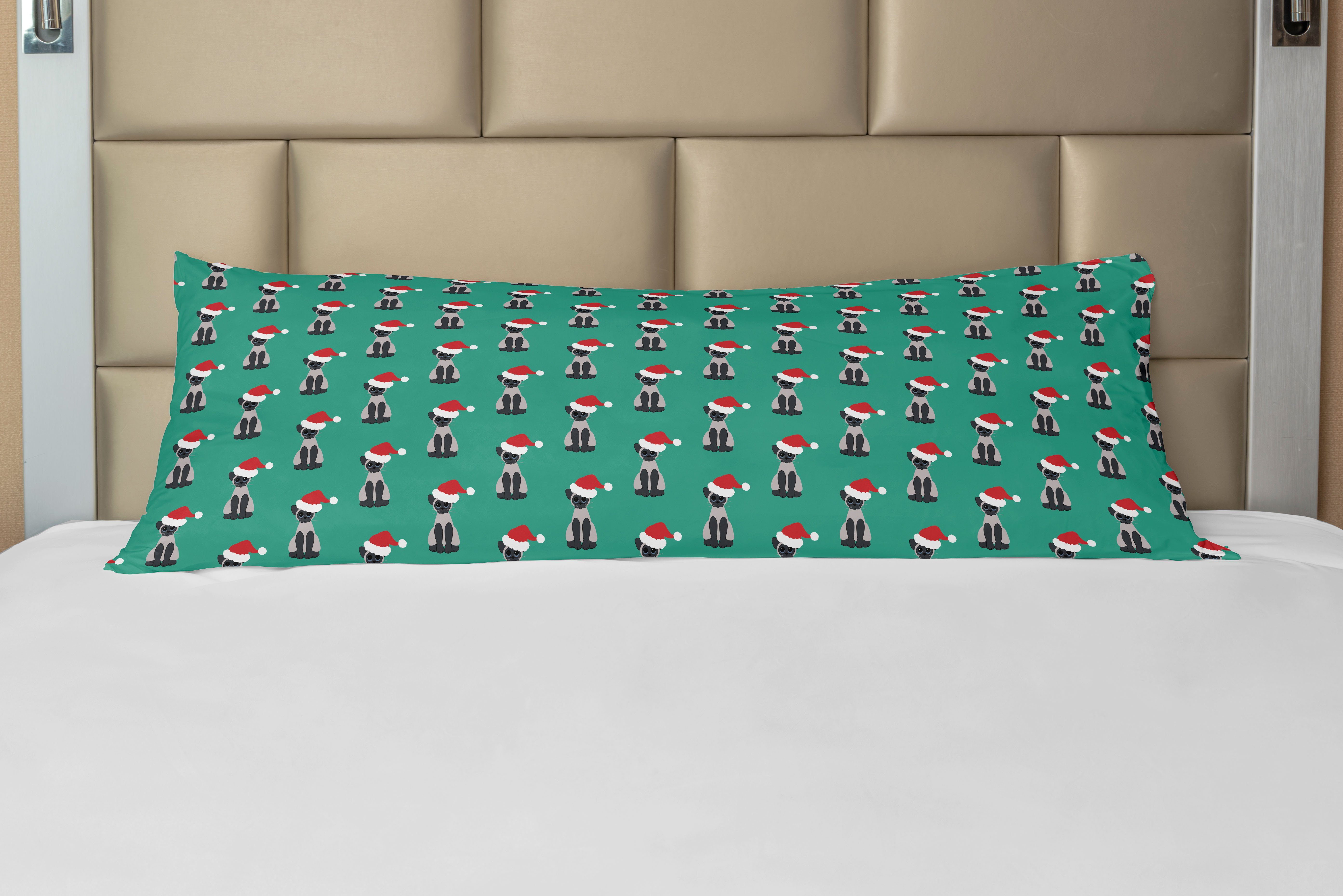 Seitenschläferkissenbezug Deko-Akzent Langer Kissenbezug, Abakuhaus, Sankt-Hüte Weihnachten Katzen tragen Grünes