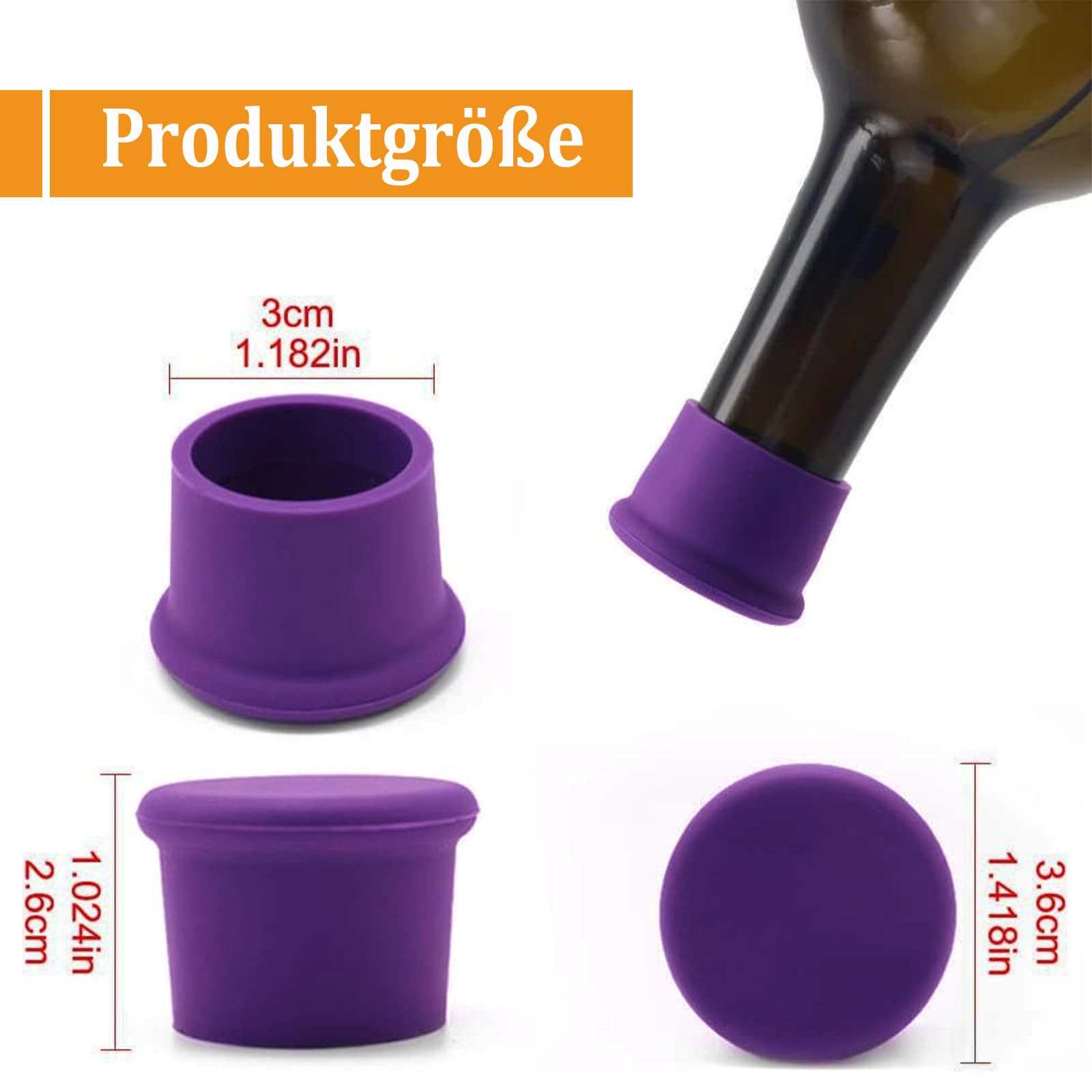 Venkuber Flaschenverschluss 6er-Set Silikonflaschenverschlüsse, frischhalteflaschenverschlüsse, (6-tlg), wiederverwendbare bunte Flaschenkappen