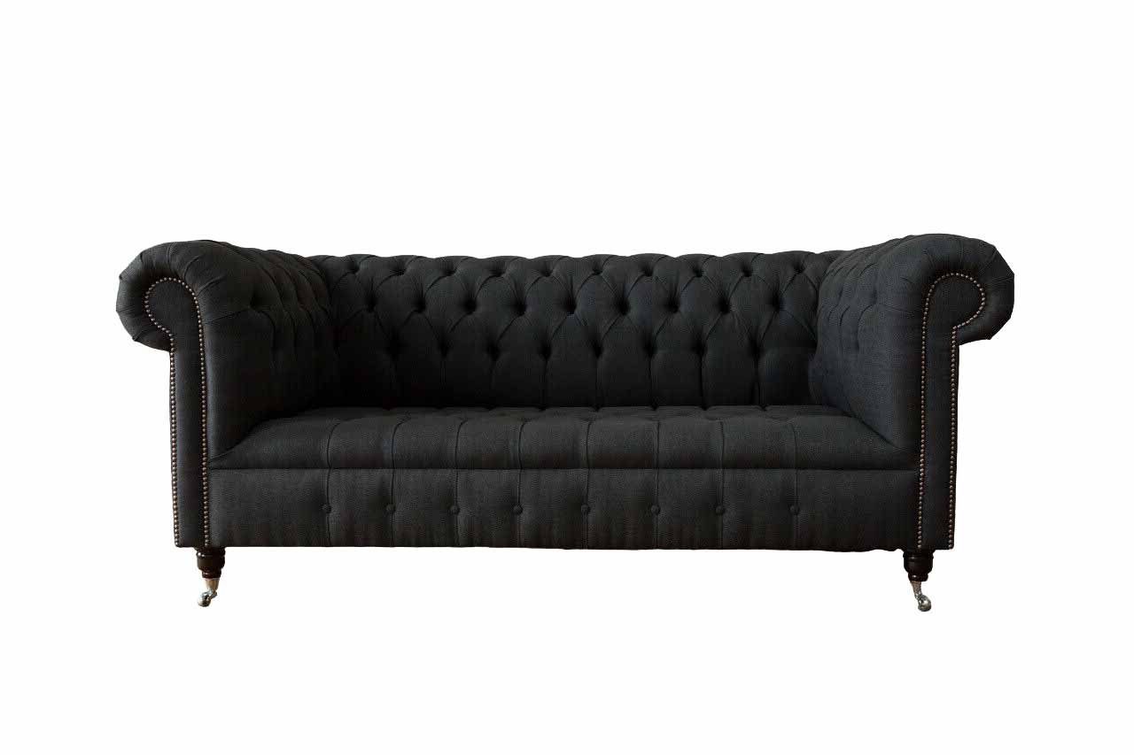 FISCHGRÄTMUSTER JVmoebel Chesterfield-Sofa ANTHRAZITFARBENES SOFA MIT CHESTERFIELD 3-SITZER