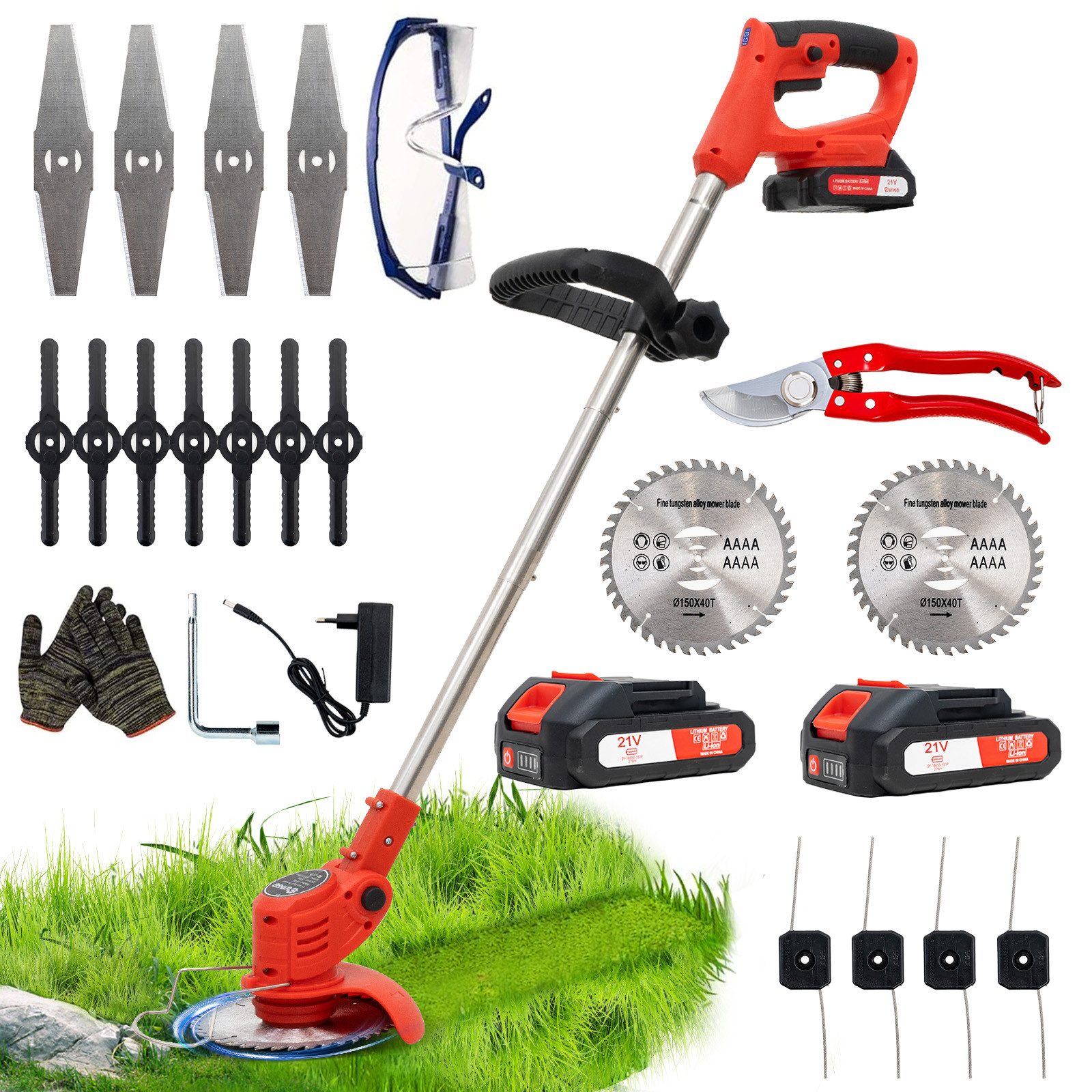 OUTIGO Akkurasenmäher Akku-Rasentrimmer, 15 cm Schnittbreite, (2*1500 akku, günstig online kaufen