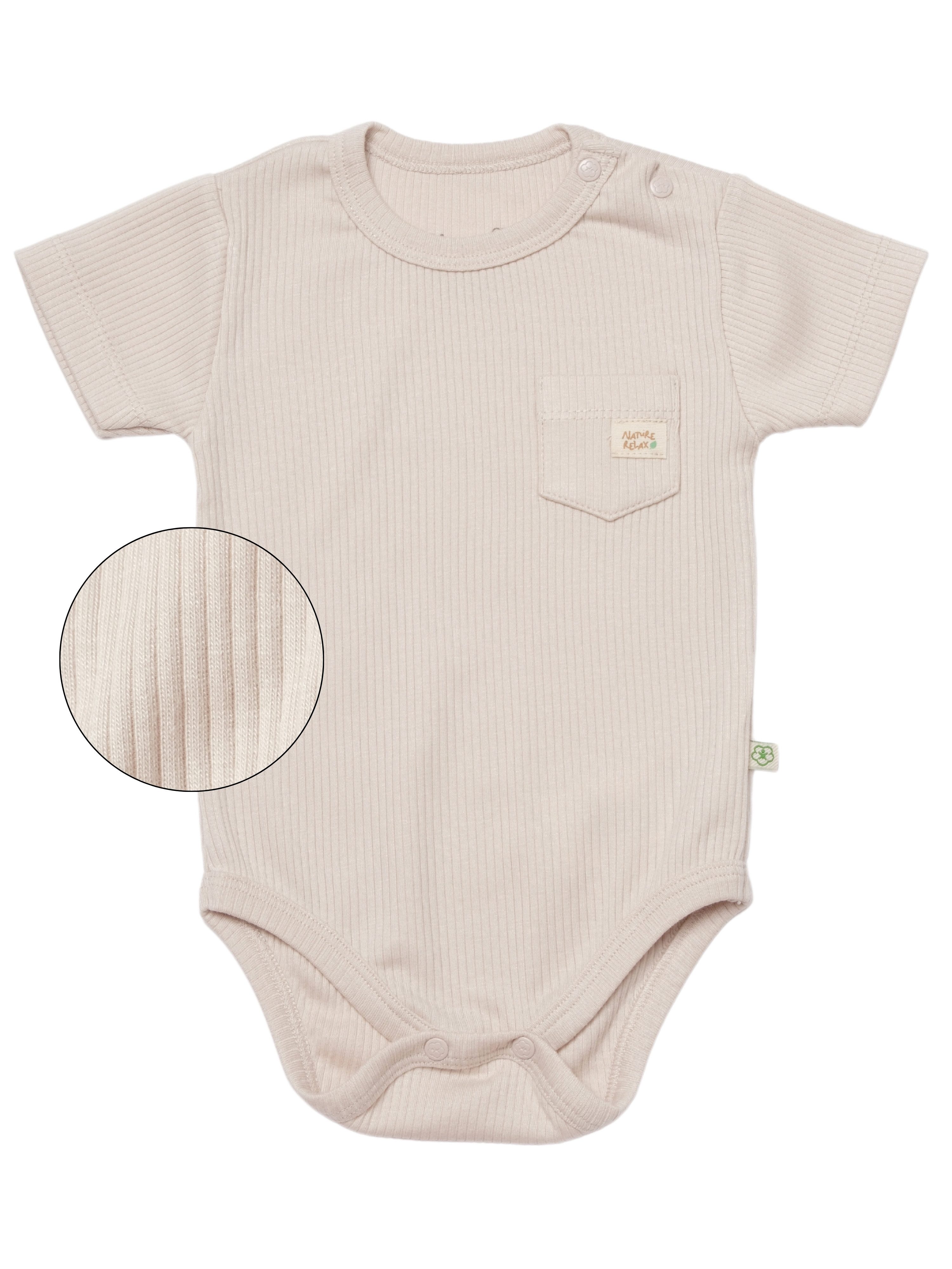 biorganic Kurzarmbody Baby Nature Relax Modal für Jungen und Mädchen Unisex Kurzarm (1-tlg) gerippte Textilstruktur (Ripp), Modal und Bio-Baumwolle, Größe 56 - 86