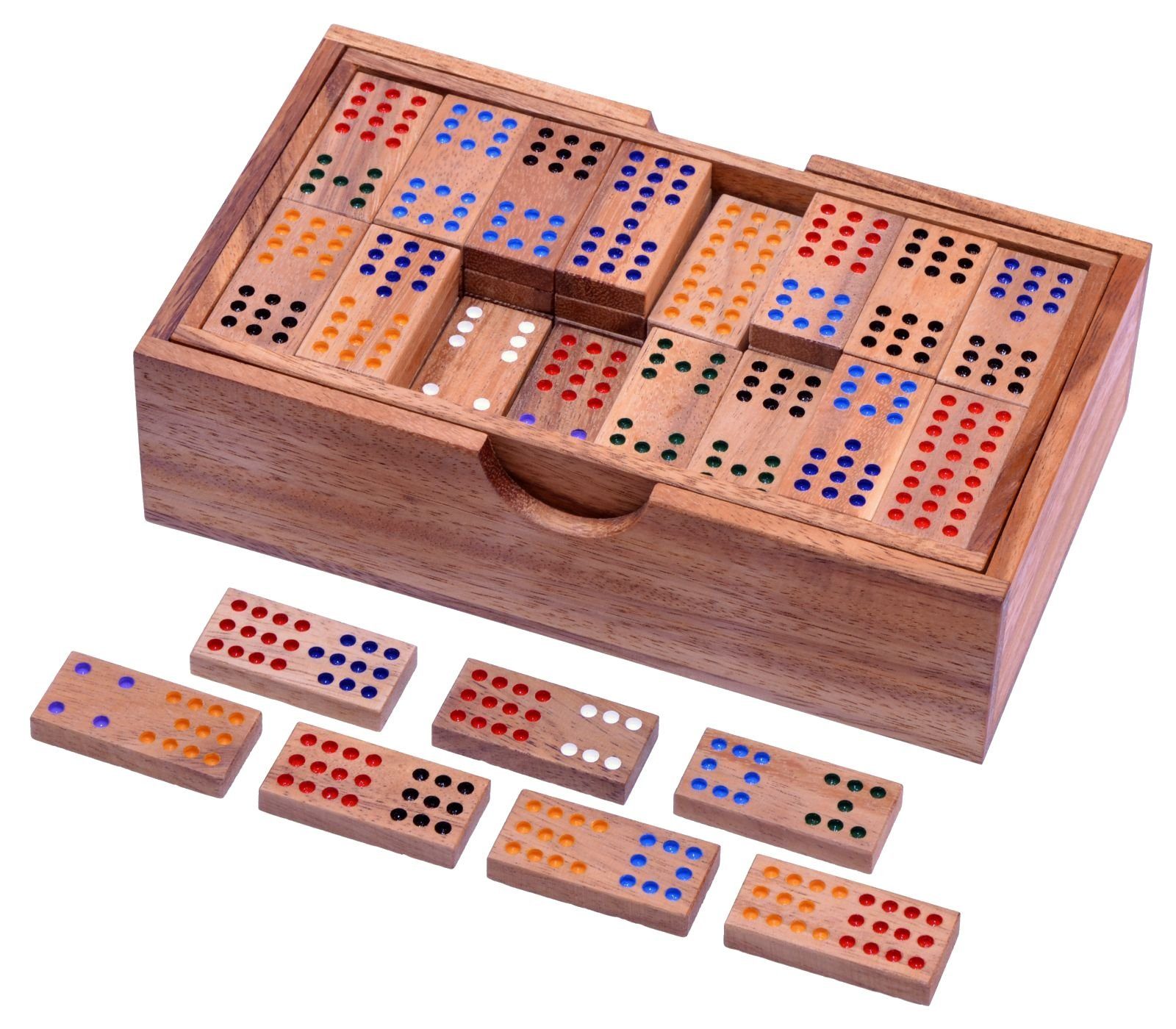 Logoplay Holzspiele Spielesammlung, Domino Doppel 12 – Spiel für 2–6 Personen Gesellschaftsspiel mit 91 HolzsteinenHolzspielzeug