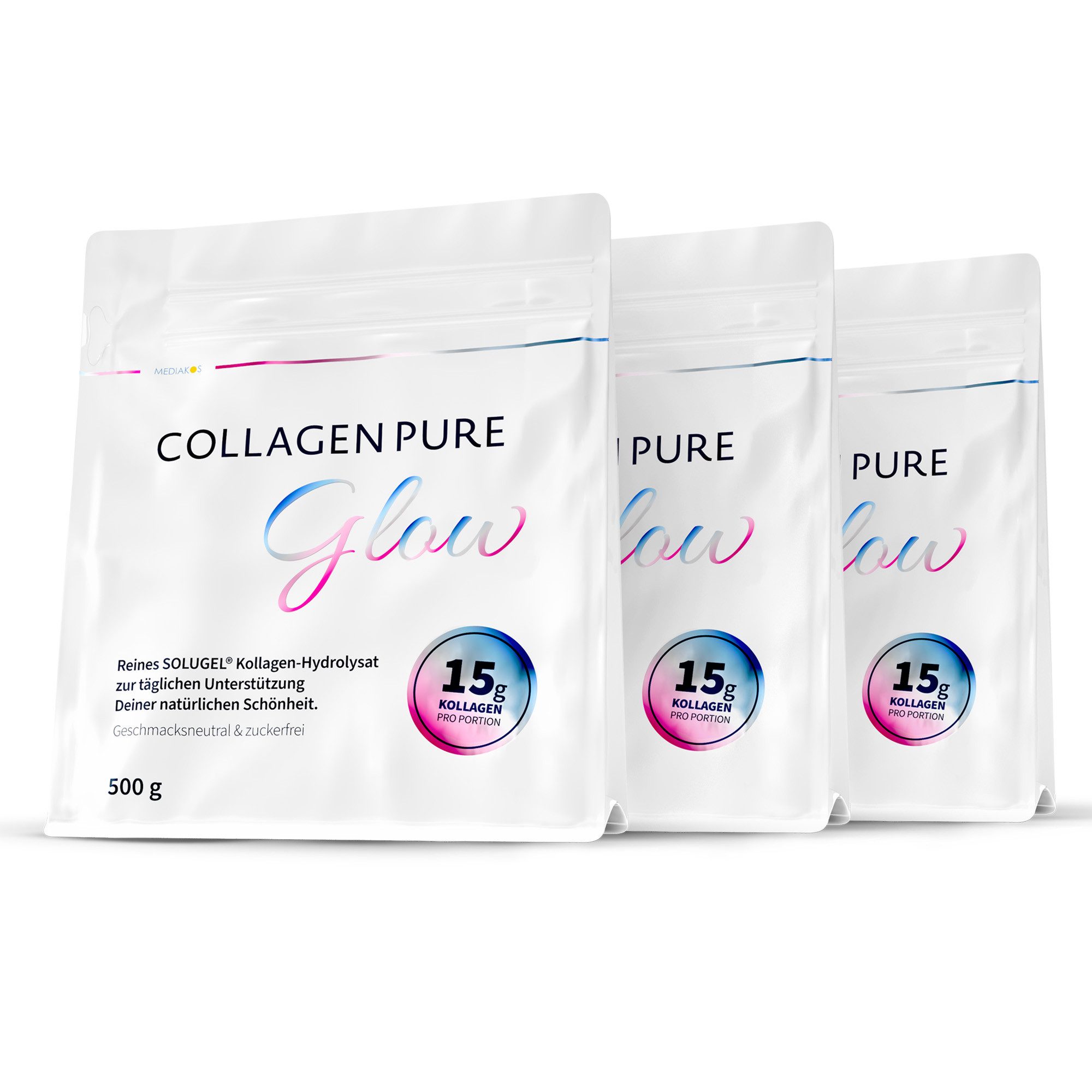 Glow 100% reines Kollagen Pulver mit 15g pro Portion Pulver
