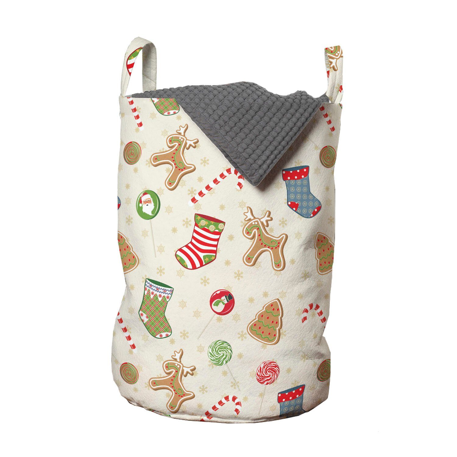 Abakuhaus Wäschesäckchen Wäschekorb mit Griffen Kordelzugverschluss für Waschsalons, Weihnachten traditionelle Süßigkeiten