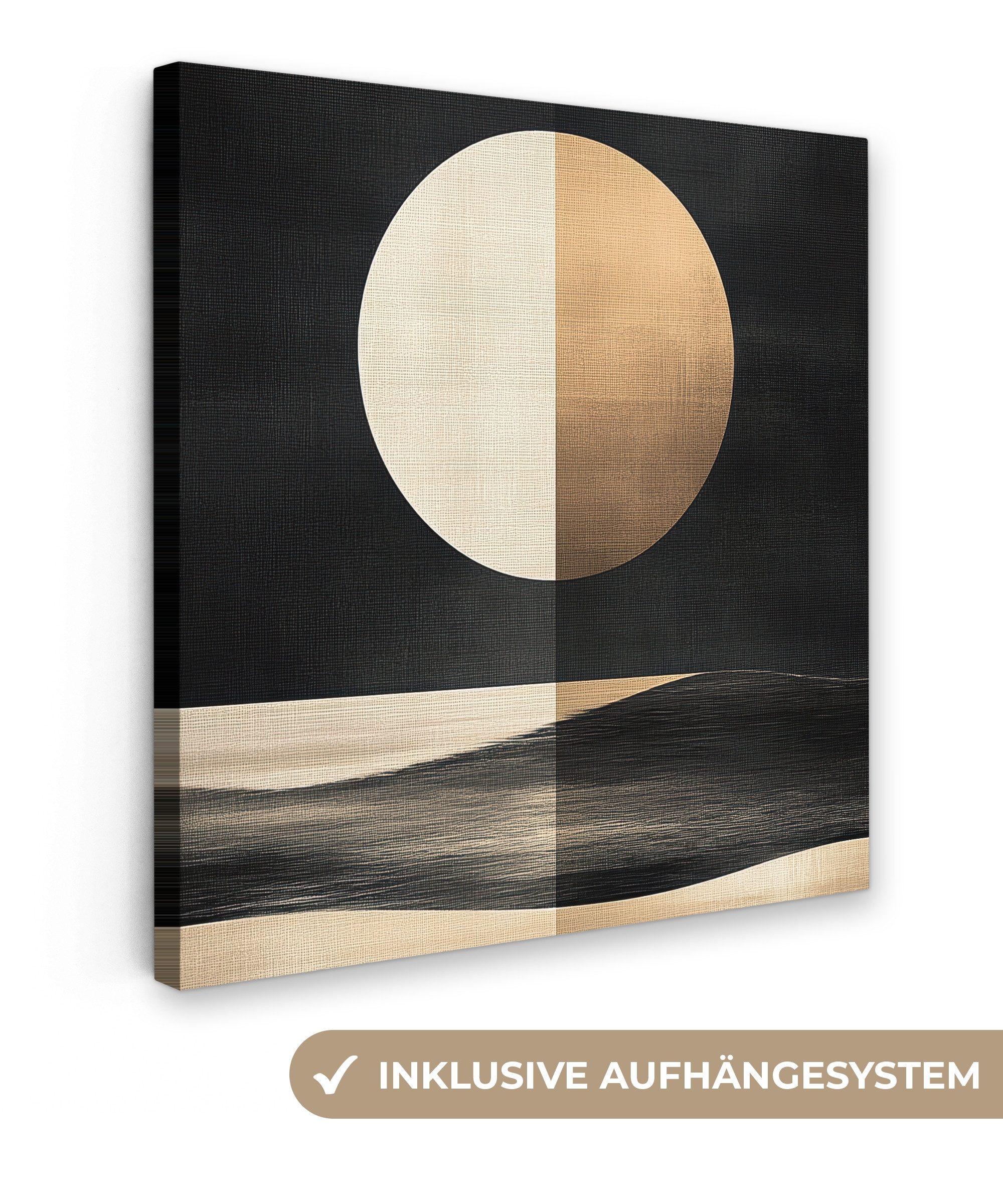OneMillionCanvasses® Leinwandbild Mond - Kreis - Gold, Fotodruck (1 St), Wa günstig online kaufen