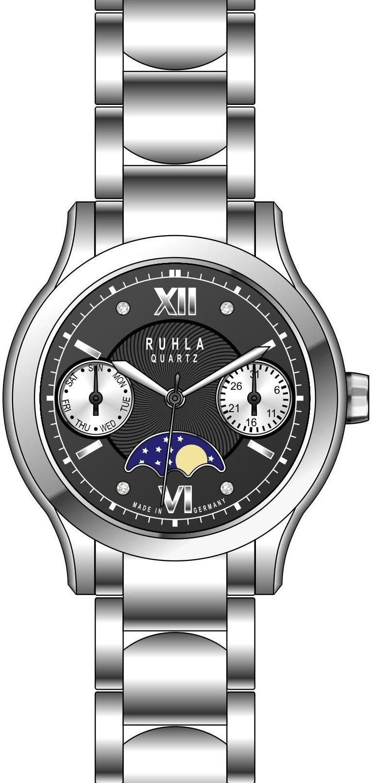 UMR Ruhla Mechanische Uhr Mondphase 50002 Damenarmbanduhr