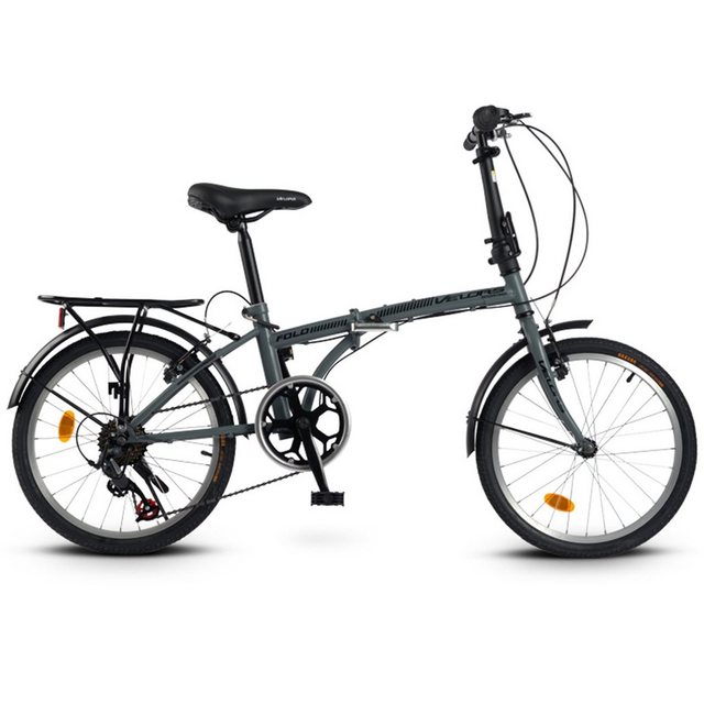 CARPAT SPORT Klapprad 20 Zoll Citybike Klapprad mit Gepäckträger Herren Damen Jungen Mädchen, 7 Gang Shimano Shimano Revoshift Tourney Schaltwerk, Alu Rahmen, faltbar V-Bremse Fahrrad