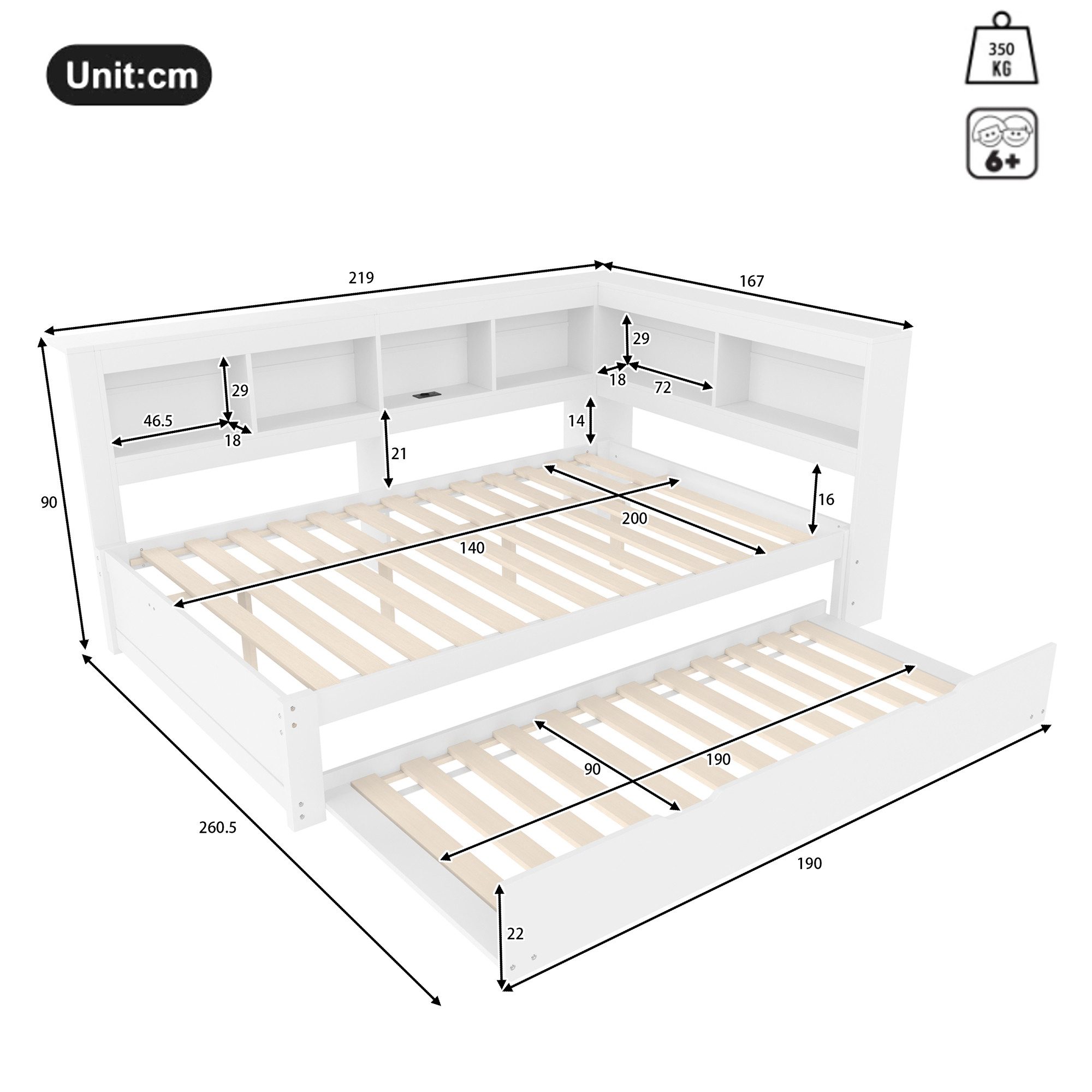 Ulife Daybett Schlafsofa, Tagesbett mit Steckdose günstig online kaufen