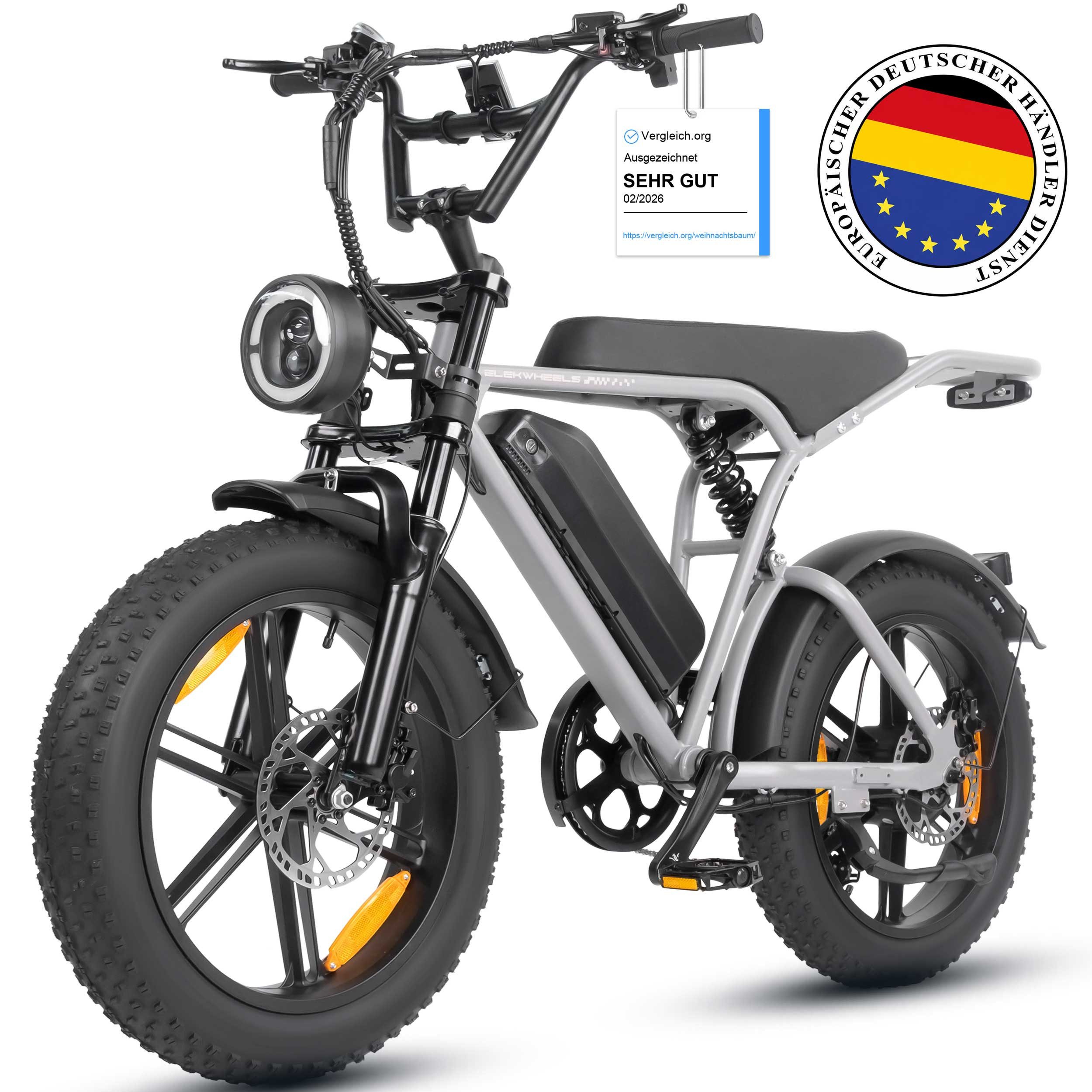 Vankel E-Bike Cityrad E6-2.0 Elektrofahrrad 20” x 4 Damen u. Herren Pedelec 720Wh Max.108KM, Heckmotor, 720 Wh, Pedelec, Elektrofahrrad E-Mountainbike für Erwachsene, E-bikes