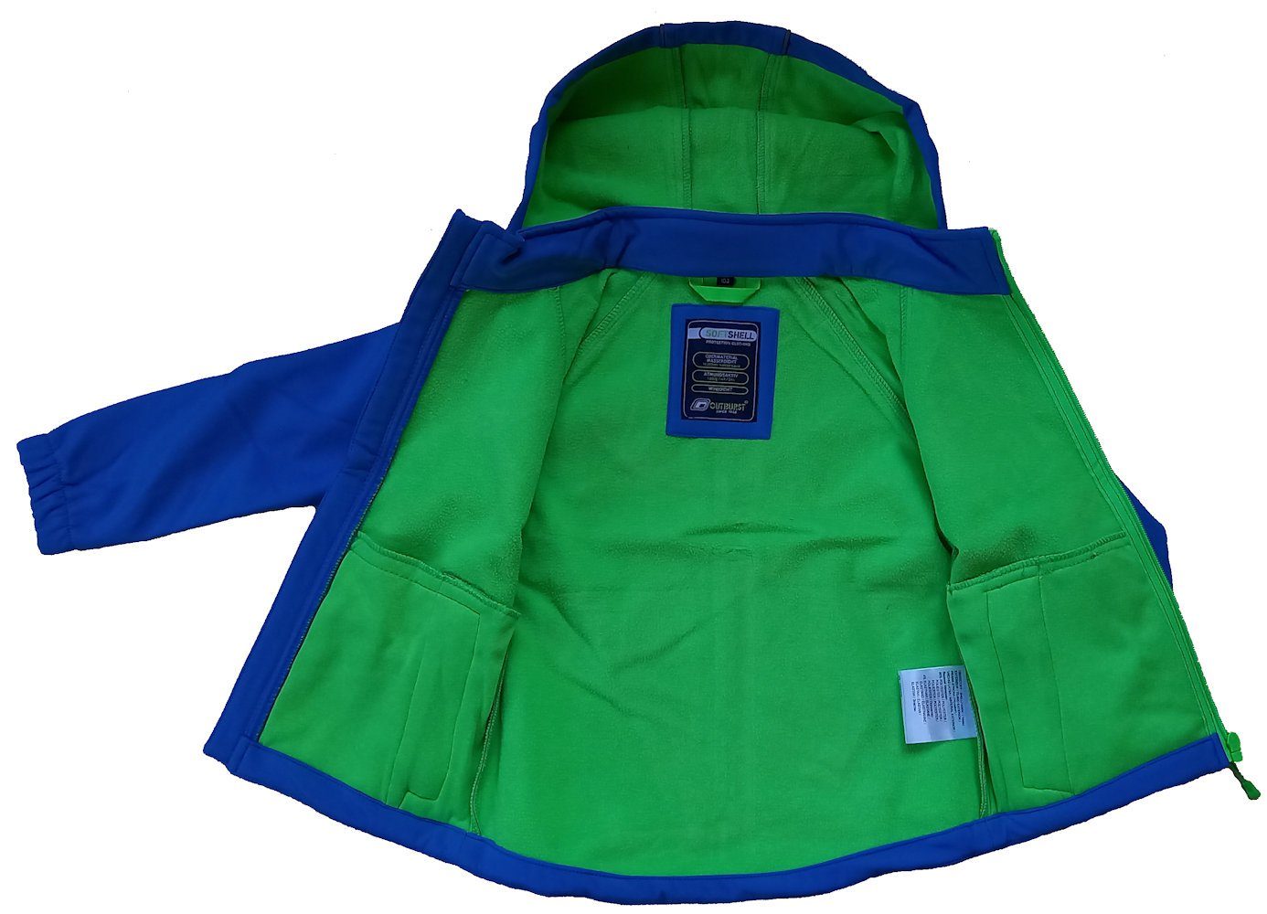 Outburst Softshelljacke Outburst Jungen Softshelljacke Jacke Fleecefutter royalblau neon Feuer (kein Set)