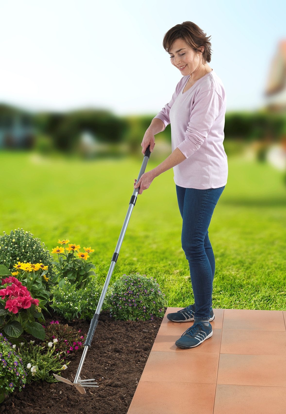 Maximex Gartenhacke Multi Gartenhelfer 7in1 Harken jäten schaufeln abmessen sägen hacken e