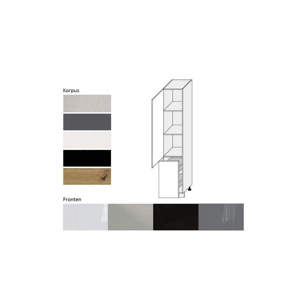 Feldmann-Wohnen Apothekerschrank Essen (2D14K/40 kargo, 1 Tür, 2 Einlegeböden, 1 Korbauszug, 1-St., moderne Optik, Acrylfronten mit Glaseffekt) 40x59x207cm schwarz - schwarz Hochglanz (ES-2D14K/40/kargo)