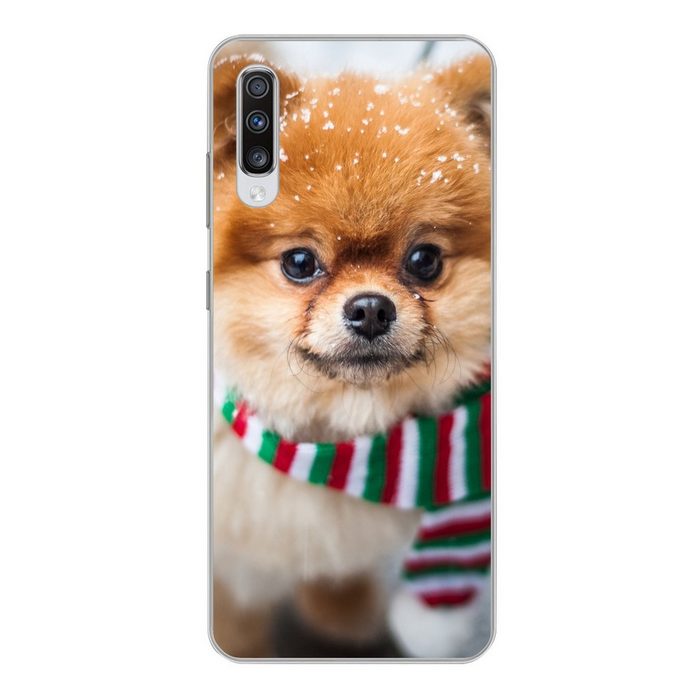 MuchoWow Handyhülle Hund - Halstuch - Schnee Phone Case Handyhülle Samsung Galaxy A70 Silikon Schutzhülle