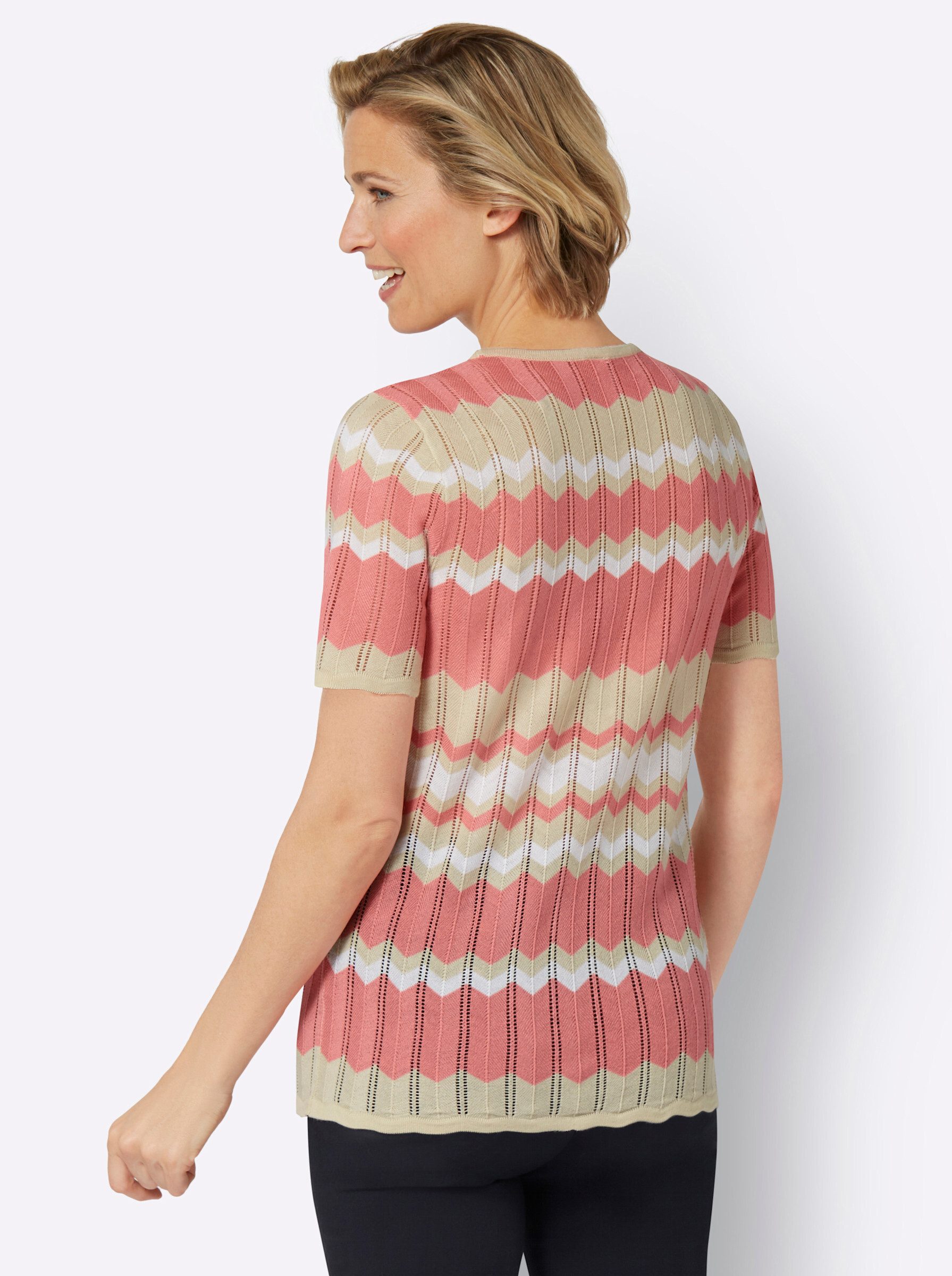 Sieh an! Strickpullover Ajour-Pullover Kurzarm Ajour