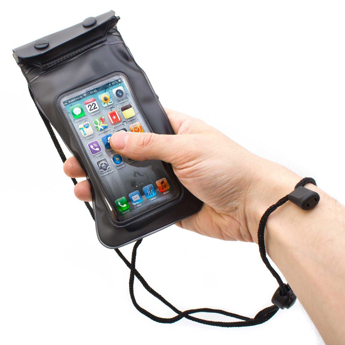Goods+Gadgets Smartphone-Hülle GOODS+GADGETS Wasserfeste Handyhülle mit Kopfhöreranschluss, Tasche für Smarte Geräte