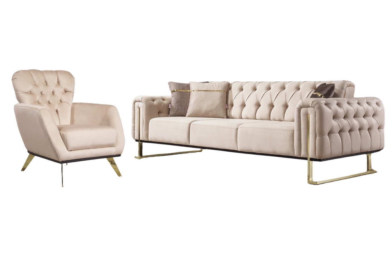 Villa Möbel Polstergarnitur Nova, (Set, Set besteht aus: 3 Sitzer+Sessel), mit Relax-/Bettfunktion durch umklappbare Rückenlehne