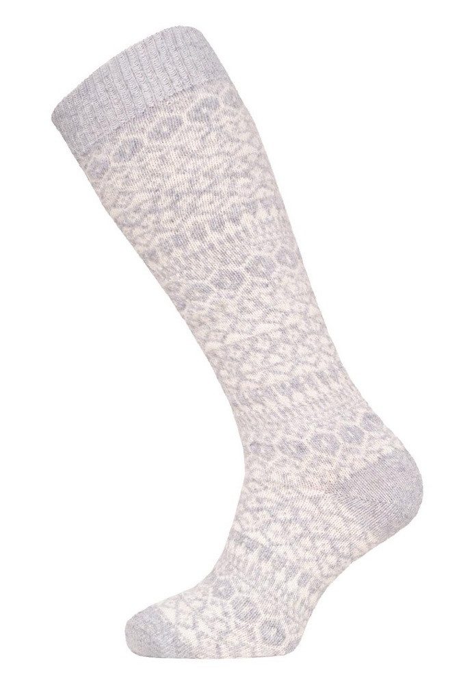HomeOfSocks Kniestrümpfe Skandinavisch Norwegen (Lammwolle) hellgrau - 1 Paar