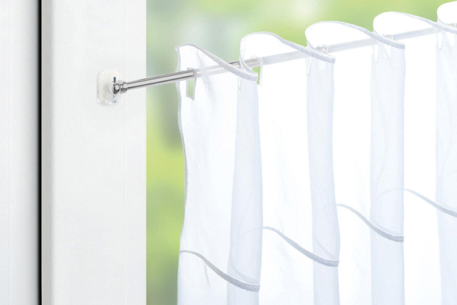 Good Life Vitragenstange Kugel, Ø 7 mm, 1-läufig, ausziehbar, ohne Bohren, geklebt, Kunststoff, Metall