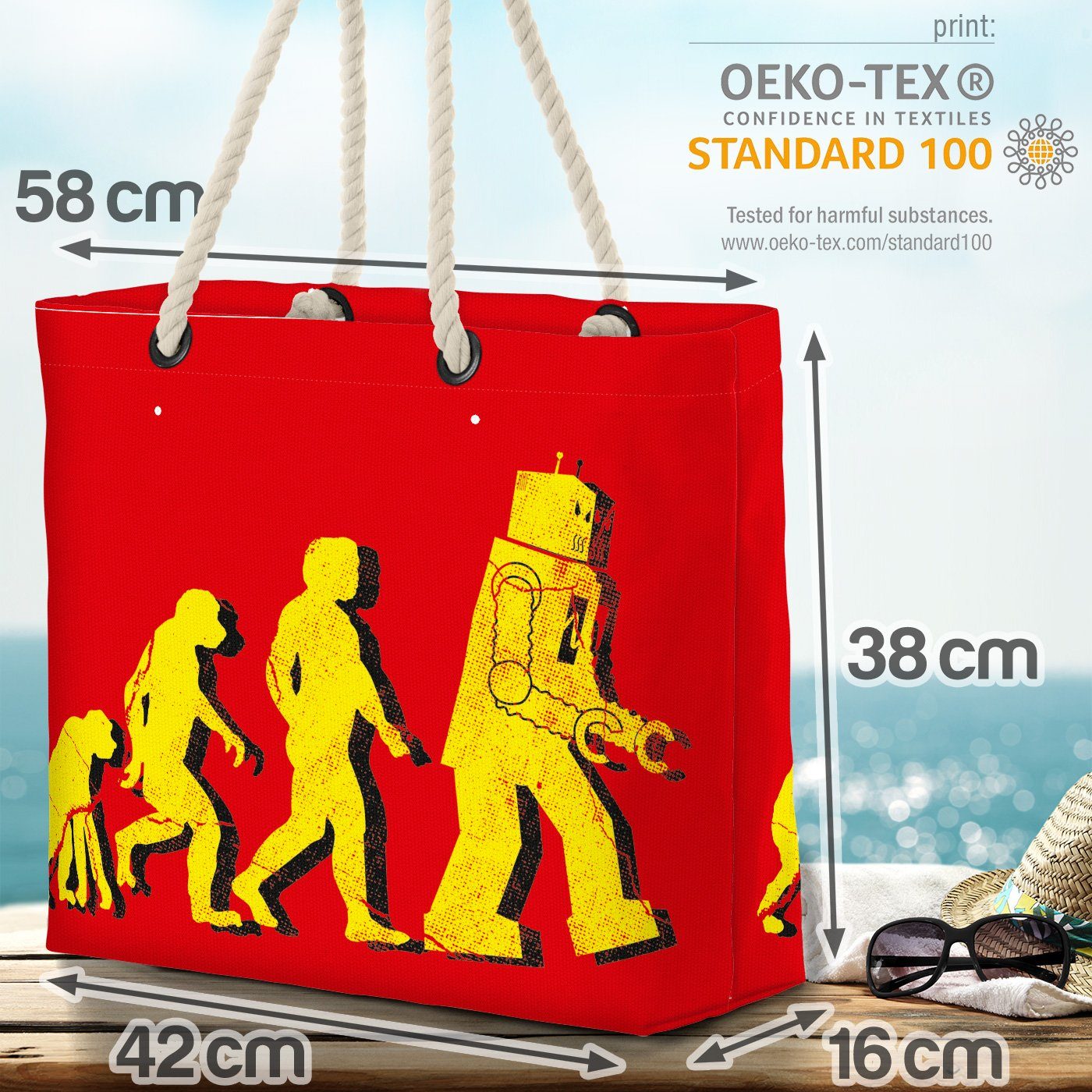VOID Strandtasche (1-tlg), Roboter Evolution Shopper rot cooper Beach Bag sheldon bang big
