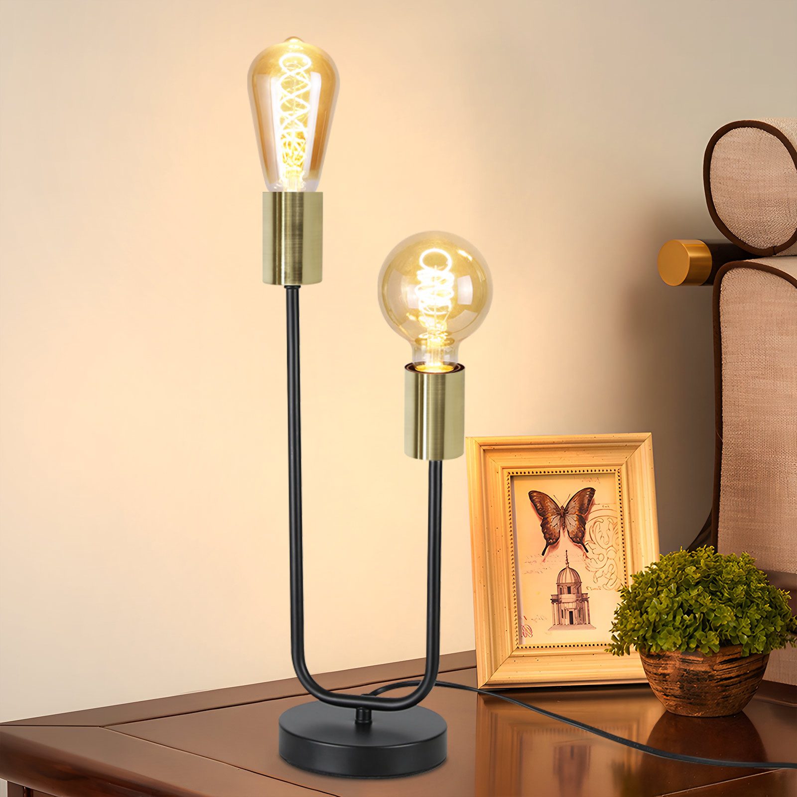 Nettlife Tischleuchte Vintage Schwarz E27 mit Kabel Metall Industrial Tisch günstig online kaufen