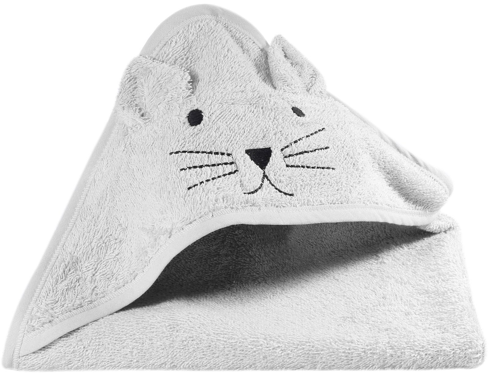 Kapuzenhandtuch zertifizierter KINDSGUT Baumwolle, Aus 100% Katze, grau Baumwolle