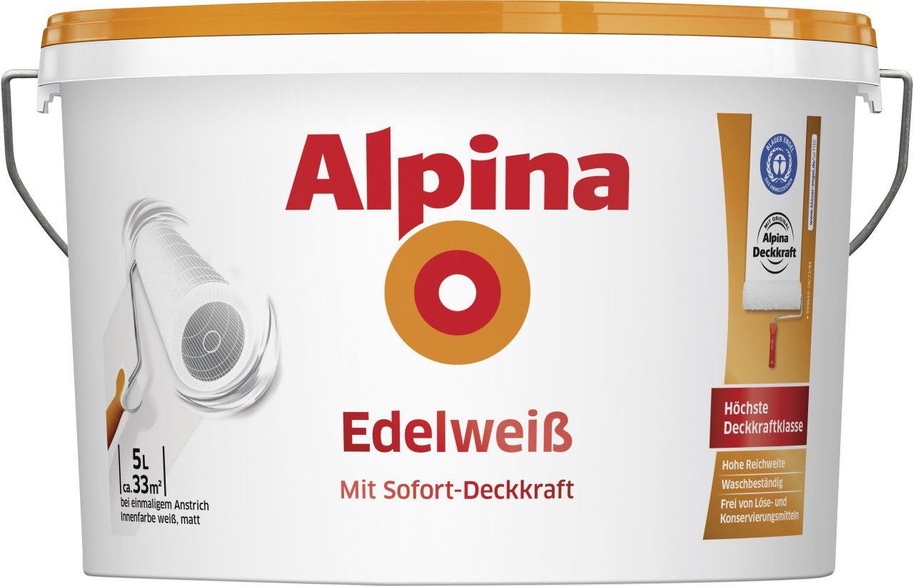 Alpina Wandfarbe Alpina Edelweiß Wandfarbe weiß matt 5 L