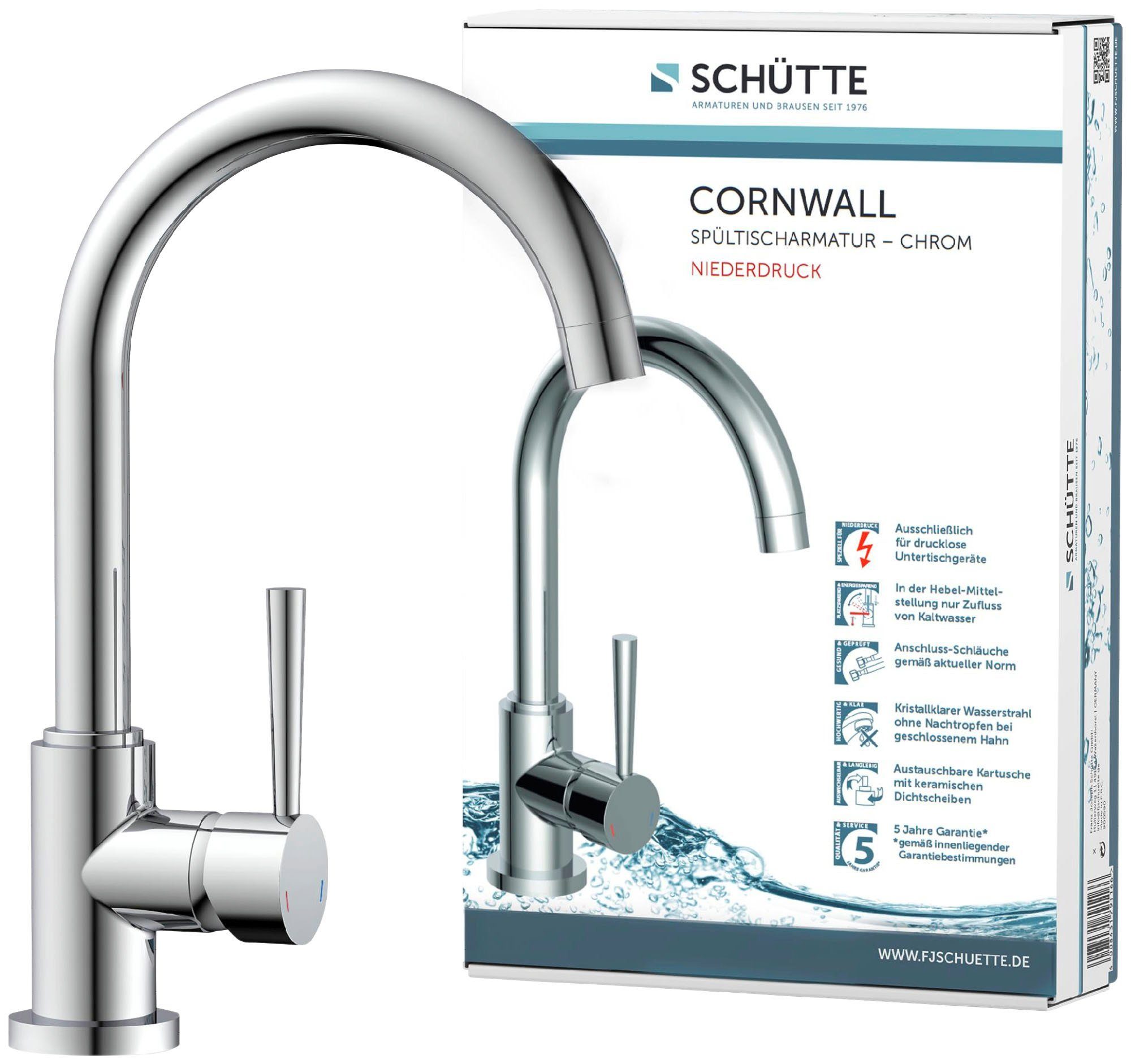Schütte Spültischarmatur Cornwall Niederdruck, 360° schwenkbarer günstig online kaufen