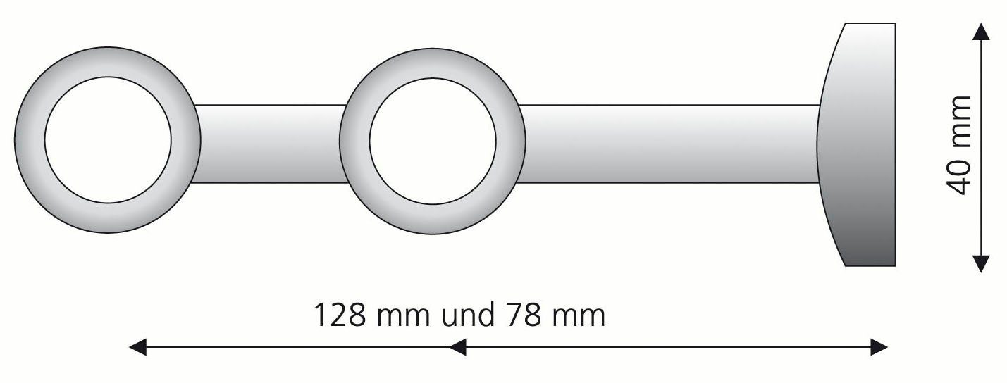 Träger 2-läufig Liedeco, Stangen, 16 für Doppelträger, Wandhalter Gardinenstangen, messingfarben/schwarz mm Vorhangstangen, Träger, "Esperanca" (1-St), Gardinenstangenhalter