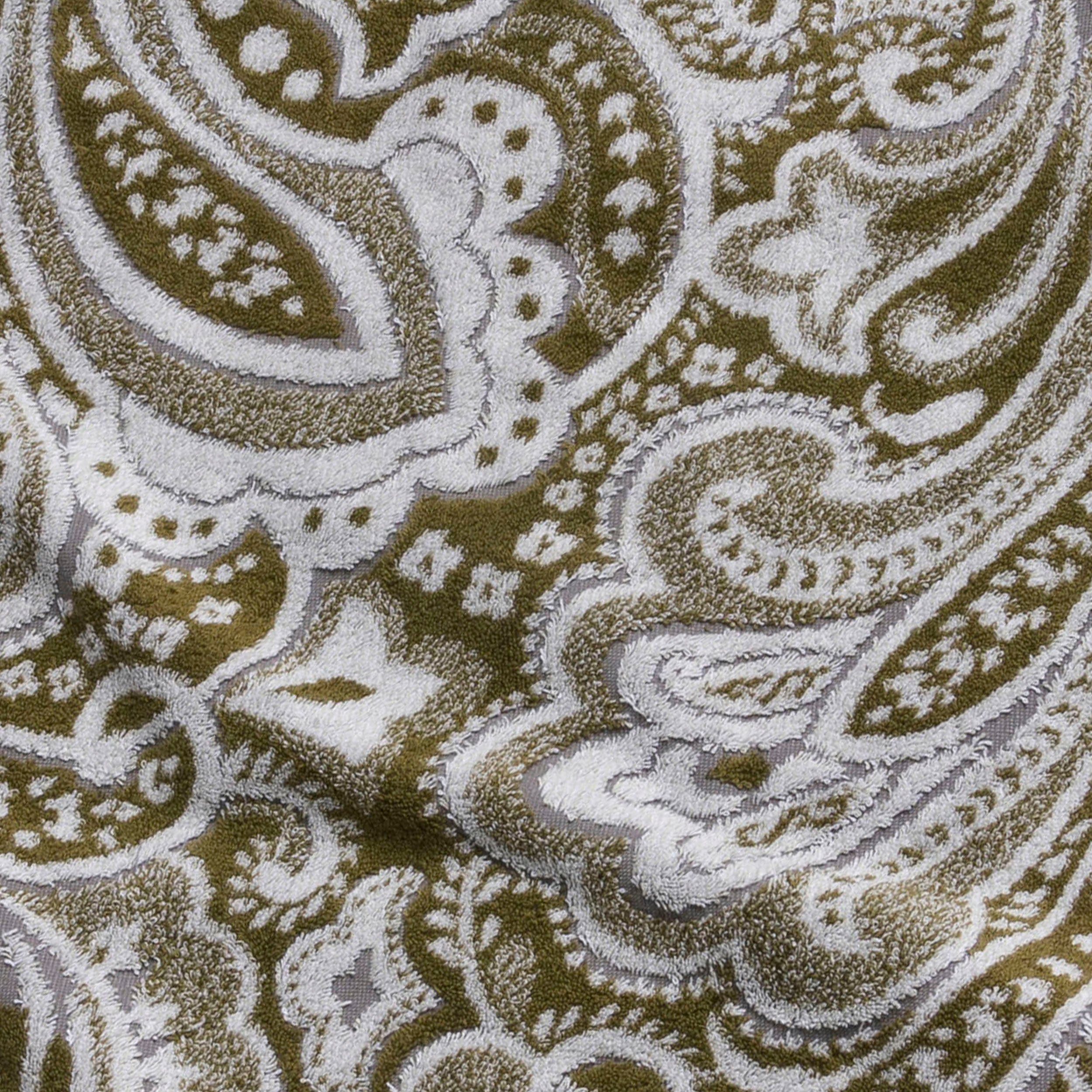 Möve Duschtücher olive Paisley-Muster Ethno, Walkfrottier (1-St), mit floralem