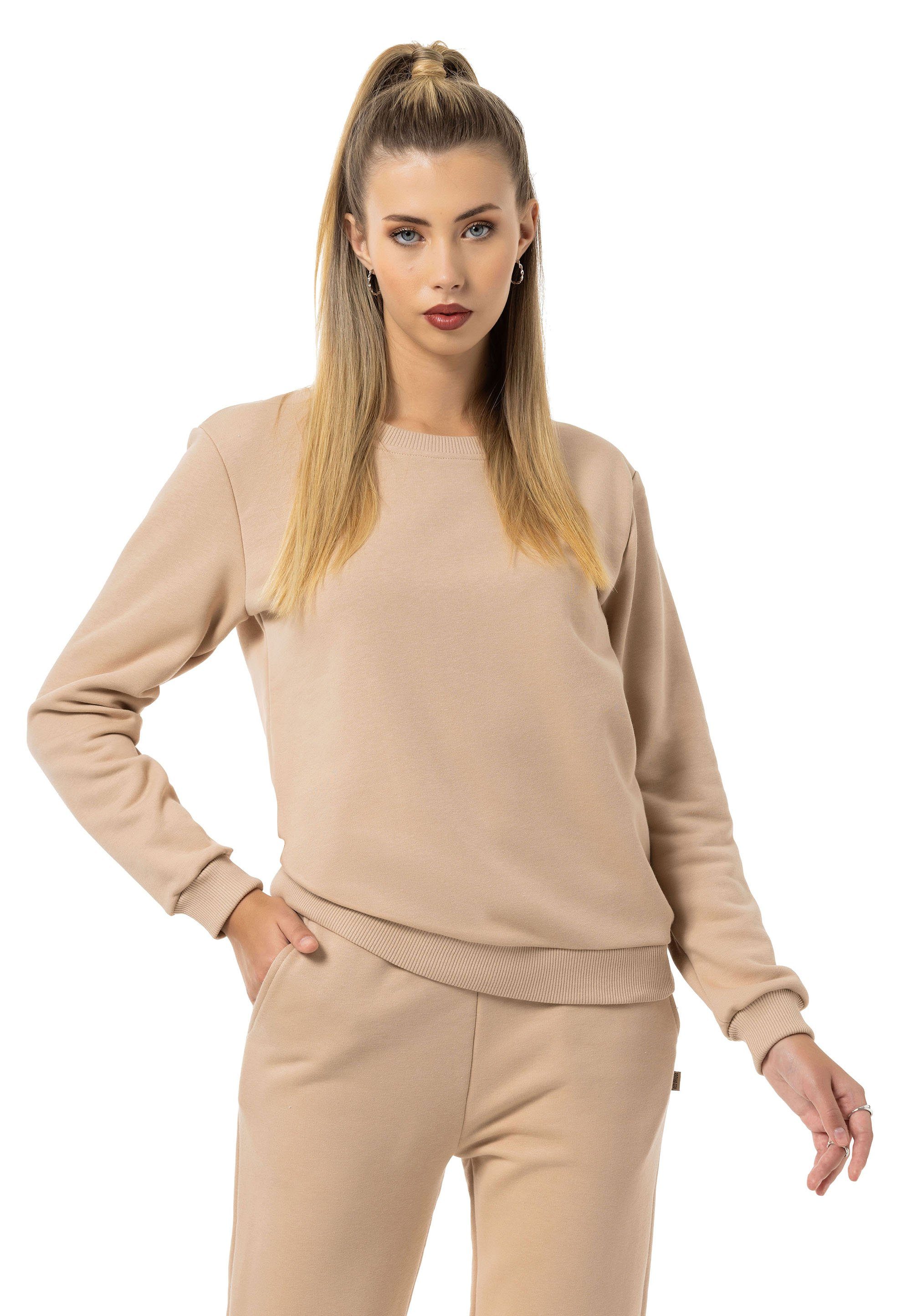 RedBridge Sweatshirt Rundhals Pullover Premium Qualität Beige