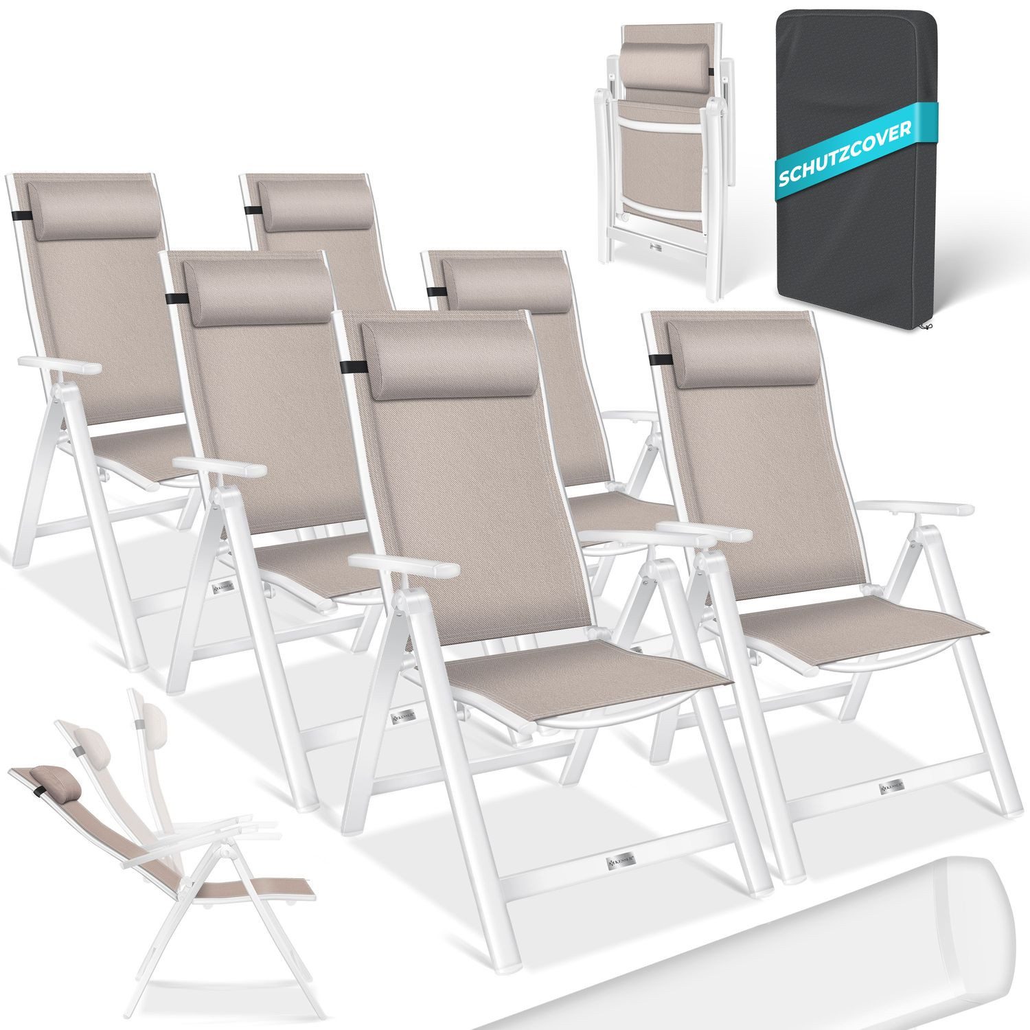 KESSER Gartenstuhl (6 St), Hochlehner mit Armlehnen Aluminium Klappstuhl günstig online kaufen
