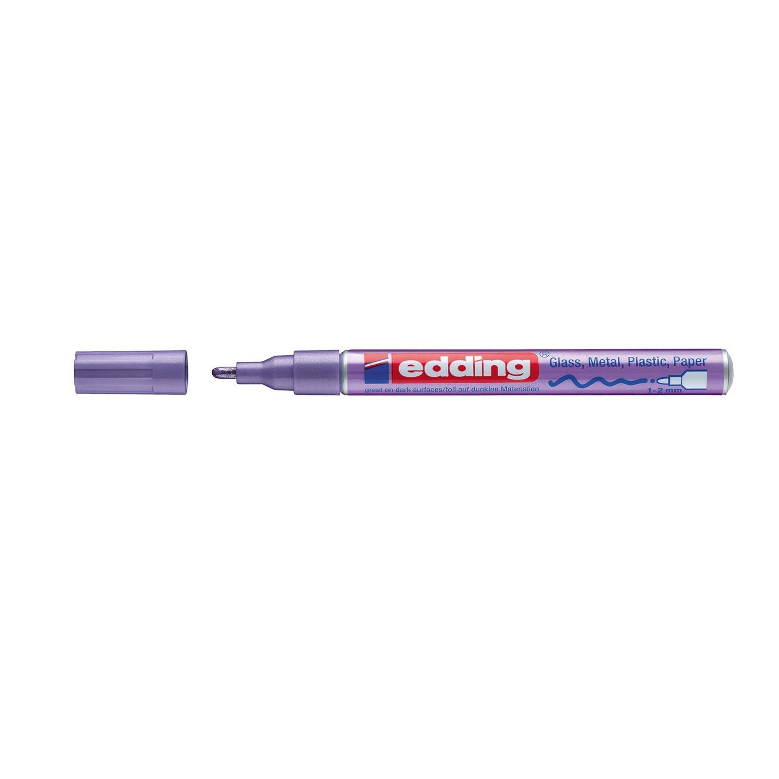 Marker mm 751, edding Permanentmarker Metallic edding 1-2 1-tlg), (Stück, Lackstift Violett Glanzlack-Marker