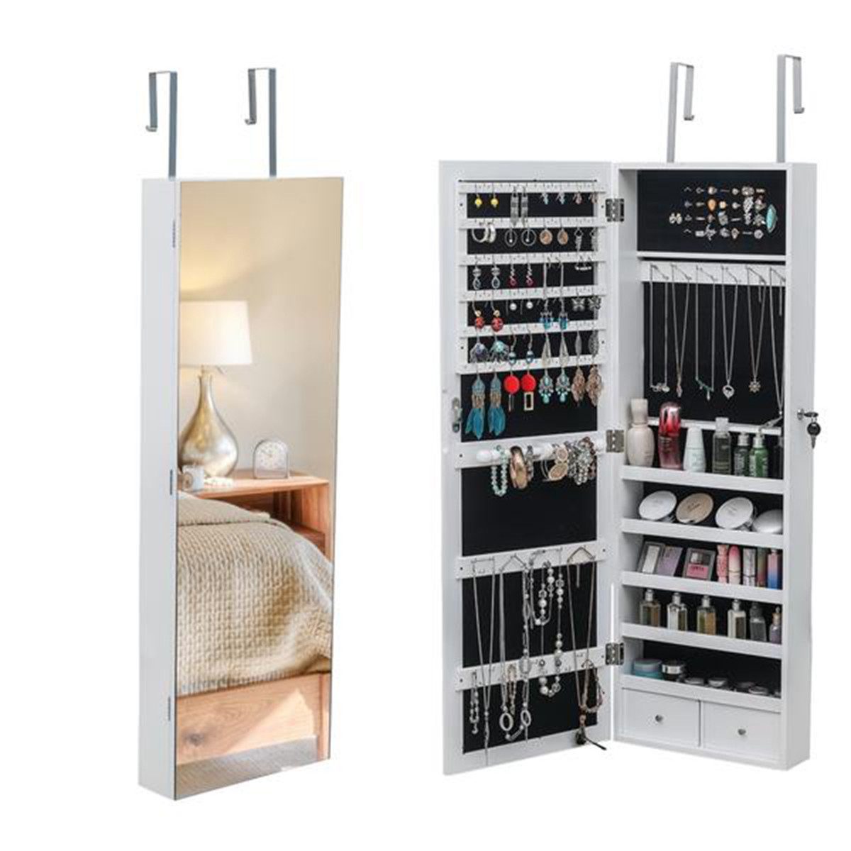 Schmuckschrank Schmuckschrank mit Ganzkörperspiegel und 2 Schublade