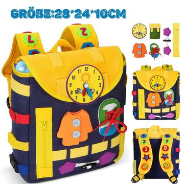 Daisred Kinderrucksack Busy Board Kleinkind-Rucksack mit Schnallen und Lernspielzeug