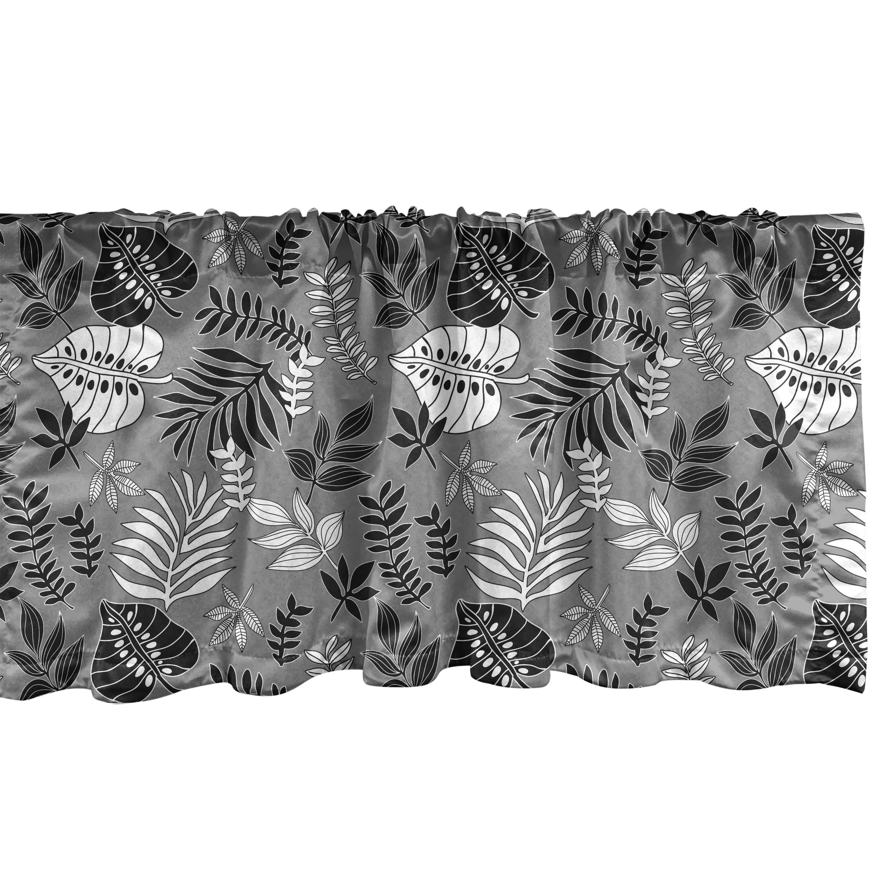 Scheibengardine Vorhang Volant für Küche Schlafzimmer Dekor mit Stangentasche, Abakuhaus, Microfaser, Botanisch Verschiedene Blätter Pflanzen