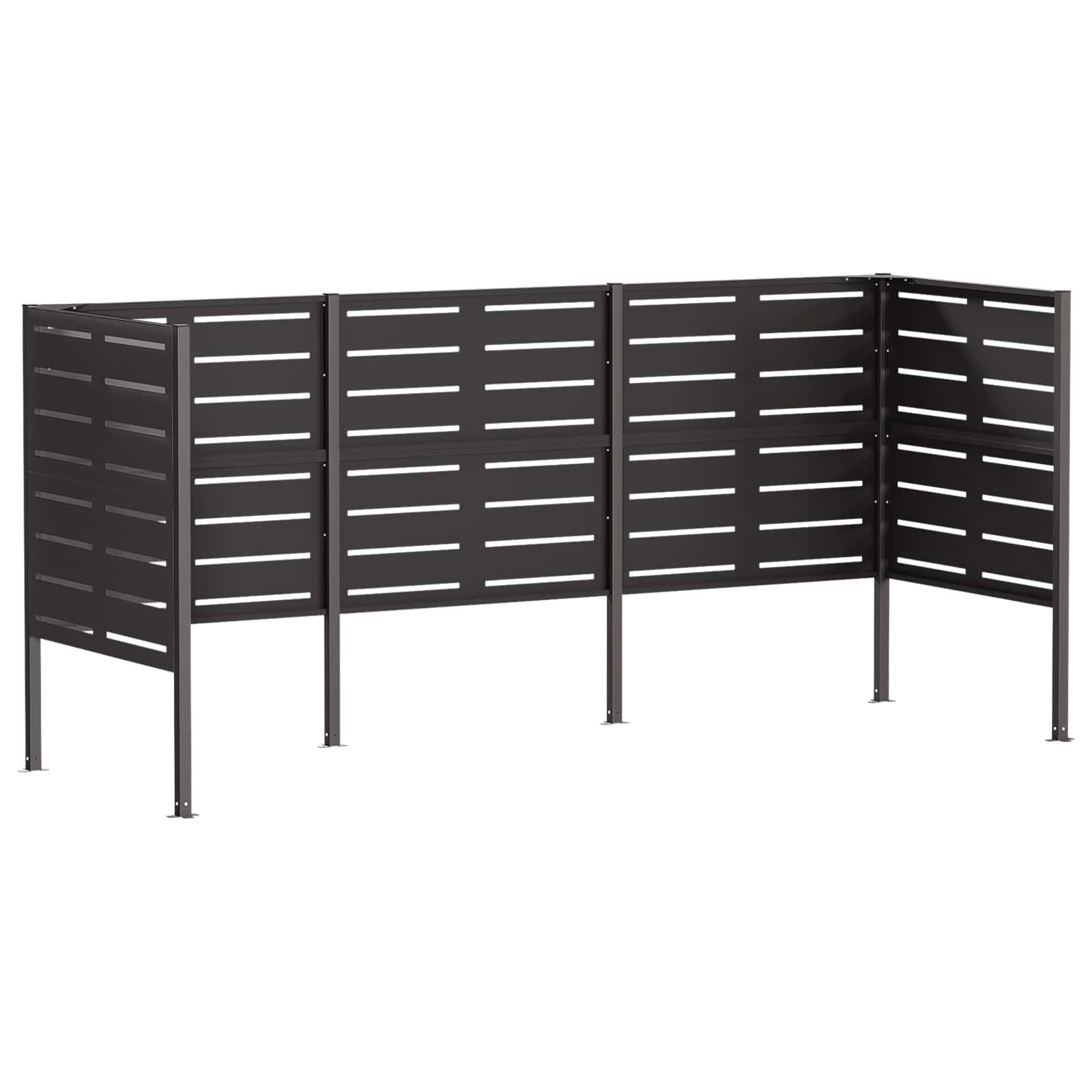 vidaXL Gartenzaun Mülltonnen-Sichtschutz 249 x 85 x 113 cm Stahl Schwarz, (1-St)