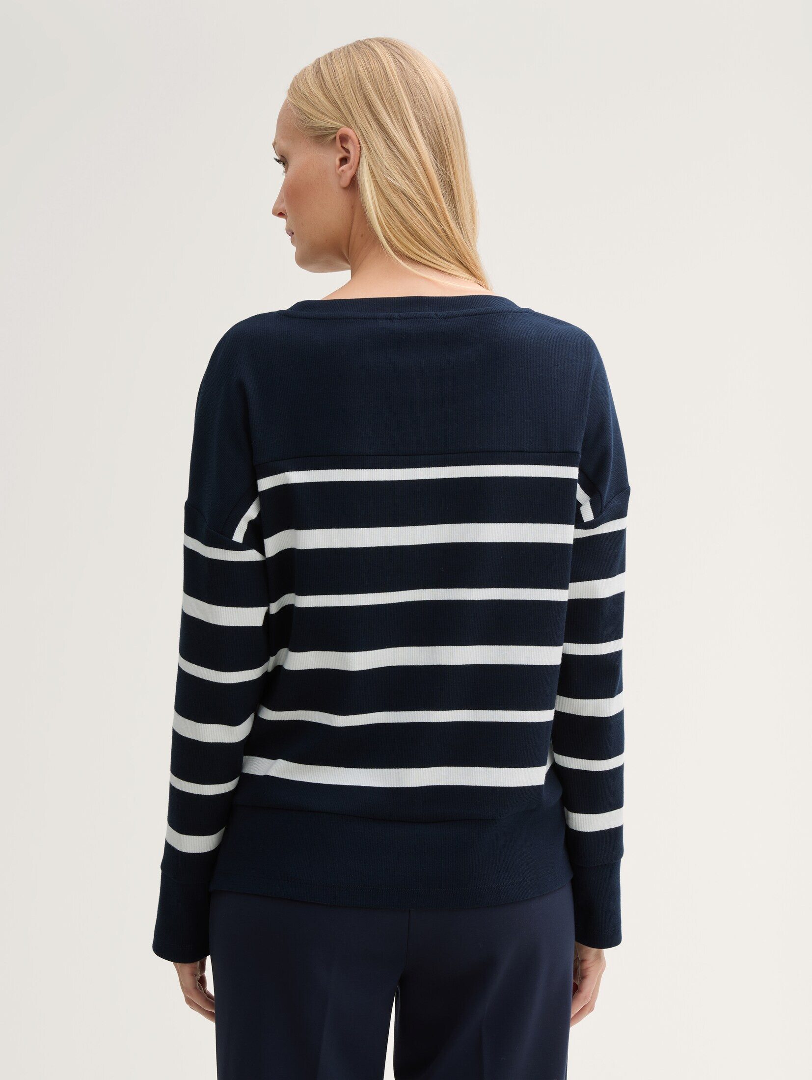 TOM TAILOR Langarmshirt T-Shirt Ripp Langarmshirt mit Streifenmuster