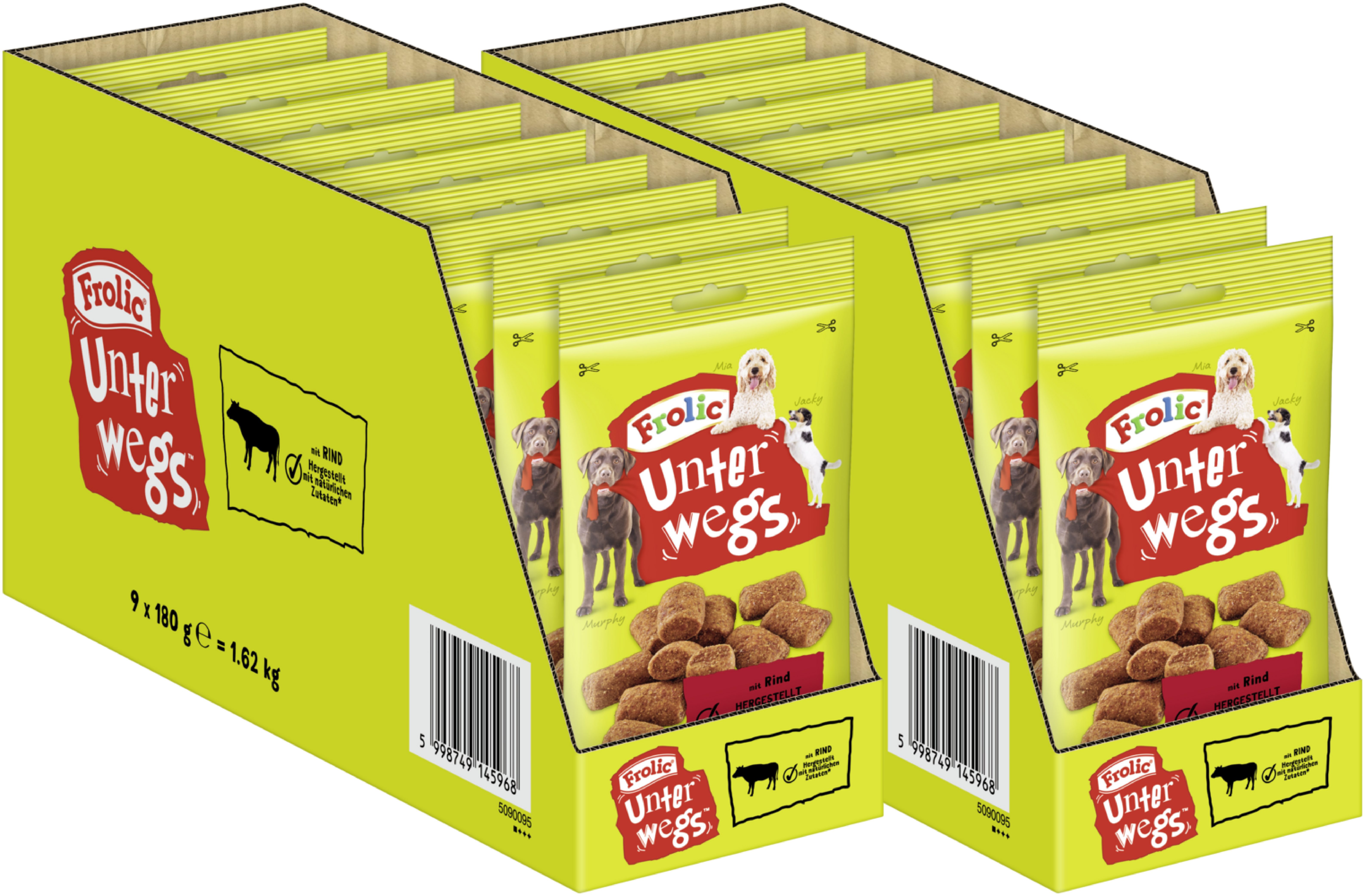 Frolic FROLIC™ UNTERWEGS™ Beutel Rind 2 x 9 x 180g, Snack für: Hunde