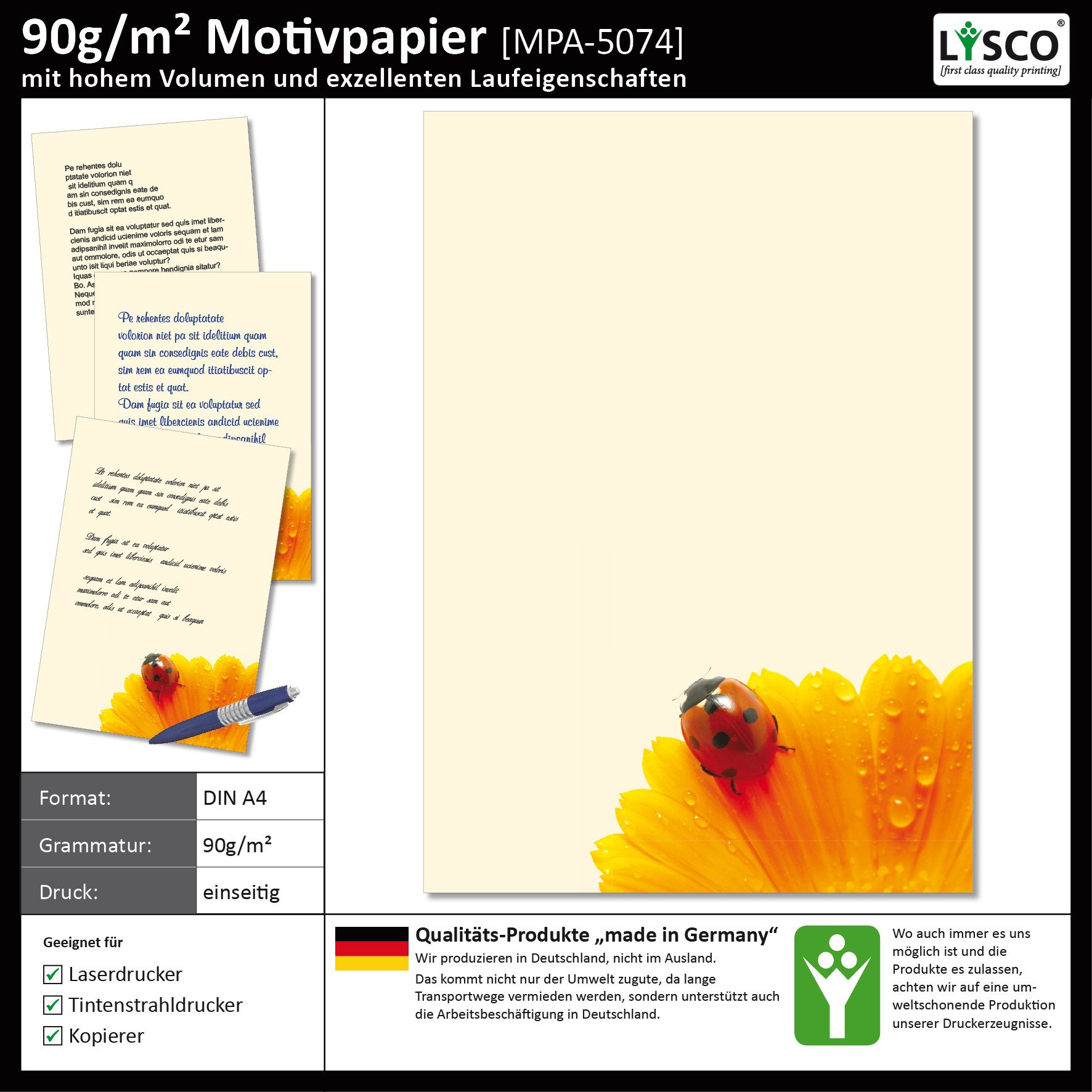 Thumbnail - LYSCO Briefpapier Motiv Briefpapier Blumenvielfalt, Blumen DIN A4, gut beschreibbar, blumige Atmosphäre, für alle Drucke...